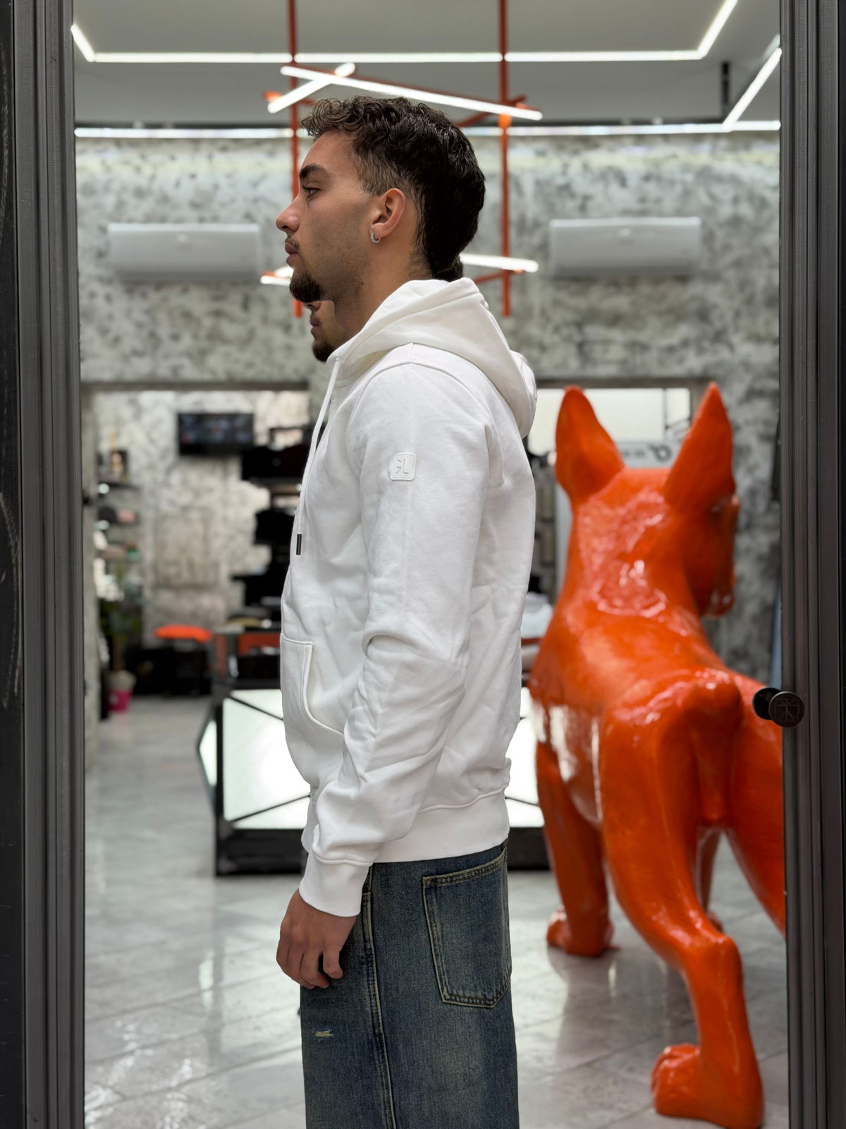 FELPA APERTA CON ZIP E CAPPUCCIO - REGULAR FIT GL2243F-F26.BIA