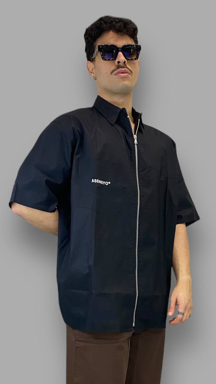CAMICIA MANICA 3/4 CON TASCONE E CHIUSURA ZIP - OVERSIZE FIT