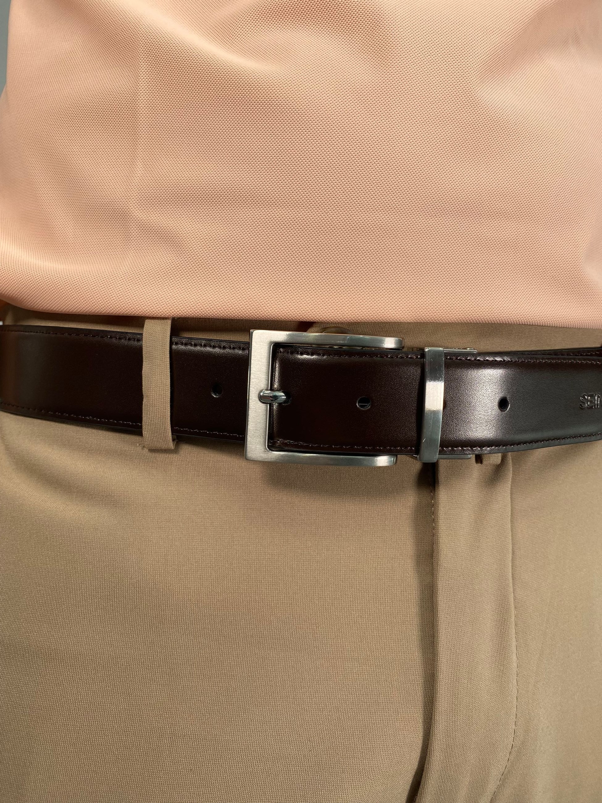 CINTURA IN 100% PELLE LUCIDA BICOLOR REVERSIBILE CT240SS.NE/MOR