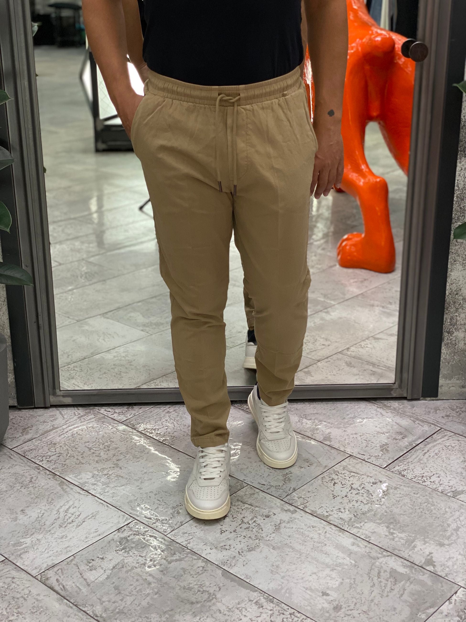 PANTALACCIO LEONARD IN CALDO COTONE ELASTICIZZATO CON COULISSE IN VITA - REGULAR FIT GL5109BD-F25.CAM