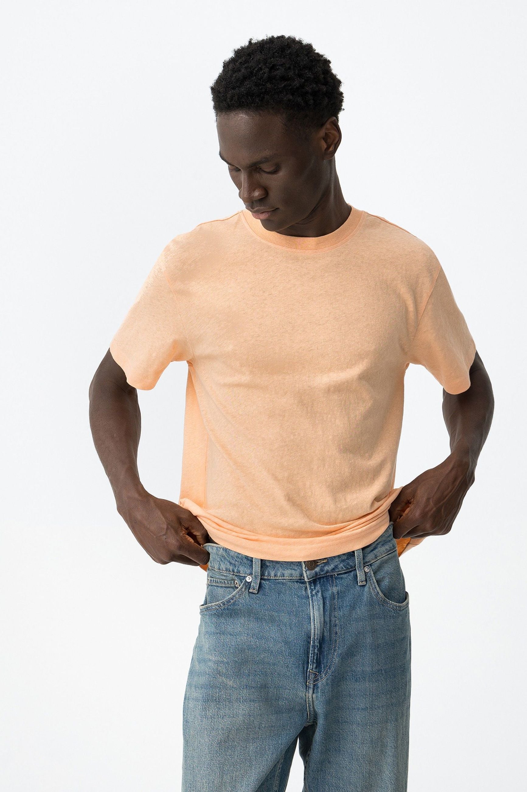 T-SHIRT FRANK IN MISTO LINO/COTONE - REGULAR FIT 10065748.ROS