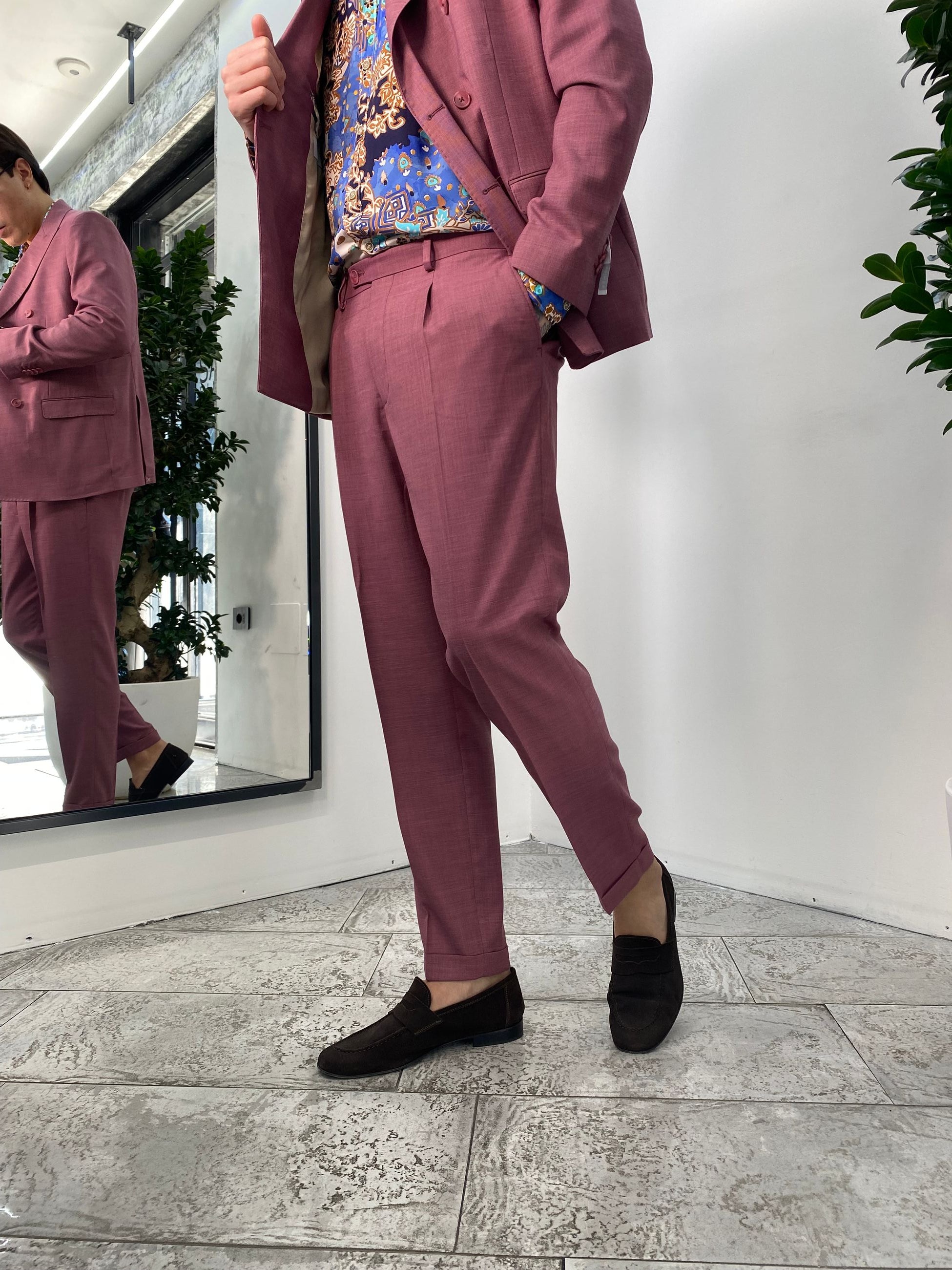 ABITO COMPLETO GIACCA DOPPIOPETTO E PANTALONE IN TESSUTO EFFETTO FIAMMATO - REGULR FIT ABE45SS.MARS
