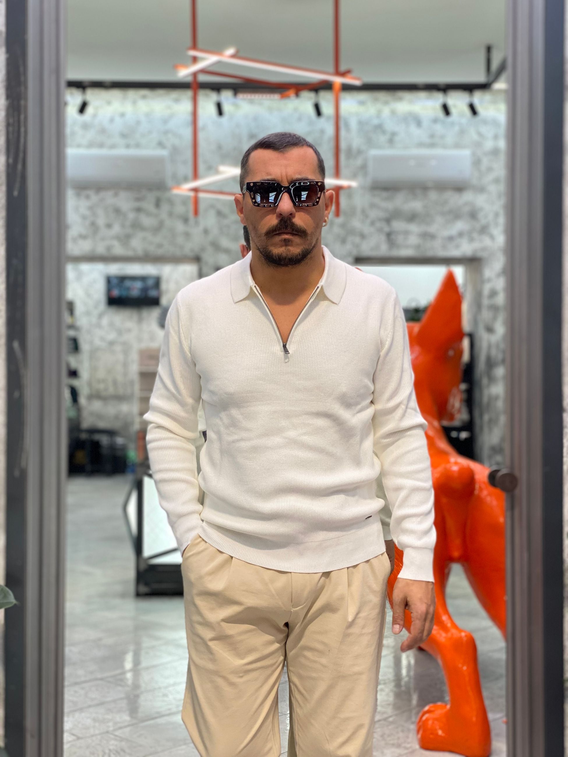 POLO MEZZA ZIP A COSTA INGLESE IN MISTO VISCOSA - REGULAR FIT GL35133GZ.PAN