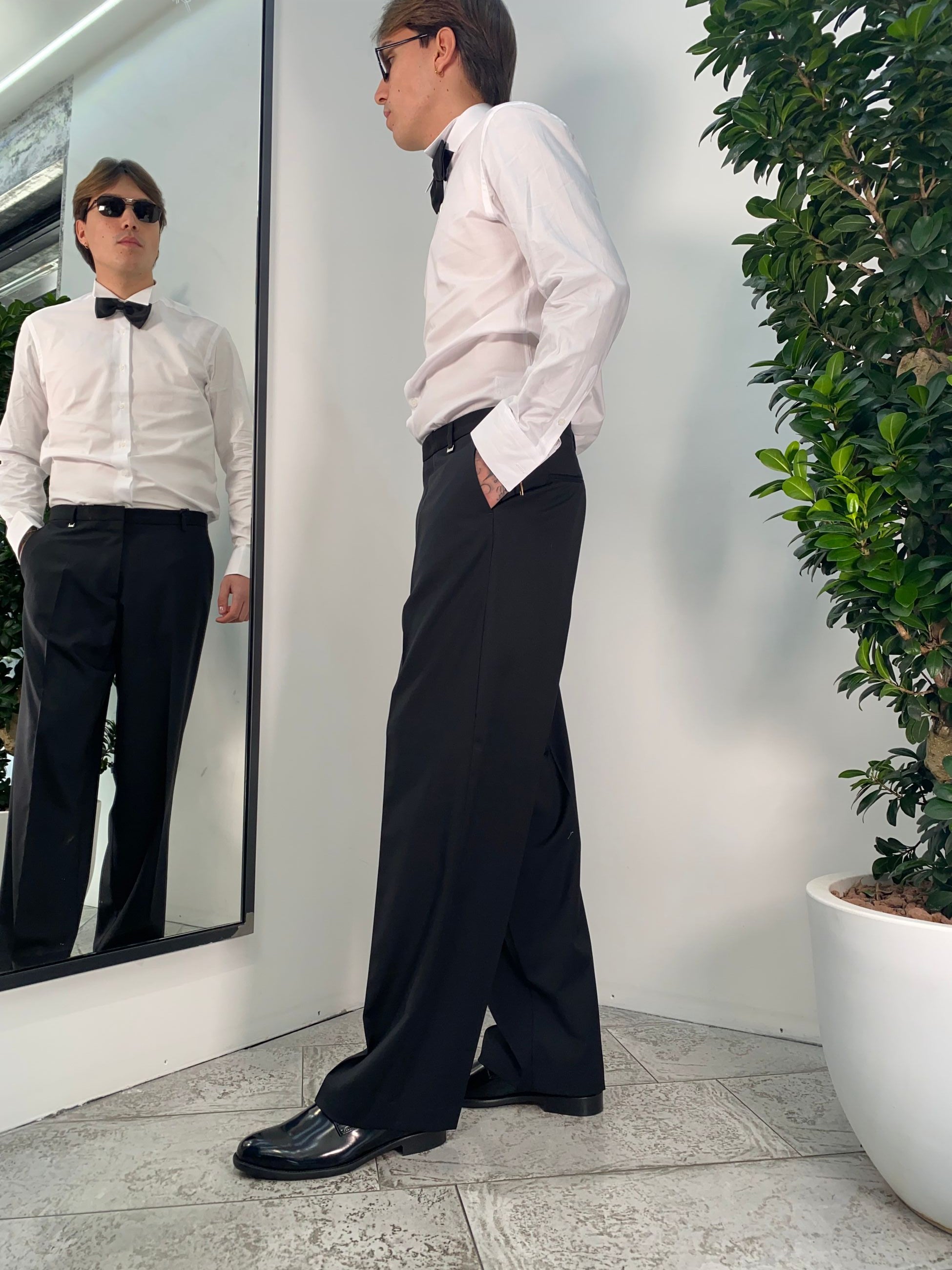 PANTALONE TASCA AMERICA DA ABITO IN FRESCO LANA FONFO AMPIO - RELAXED FIT PA3235.NER