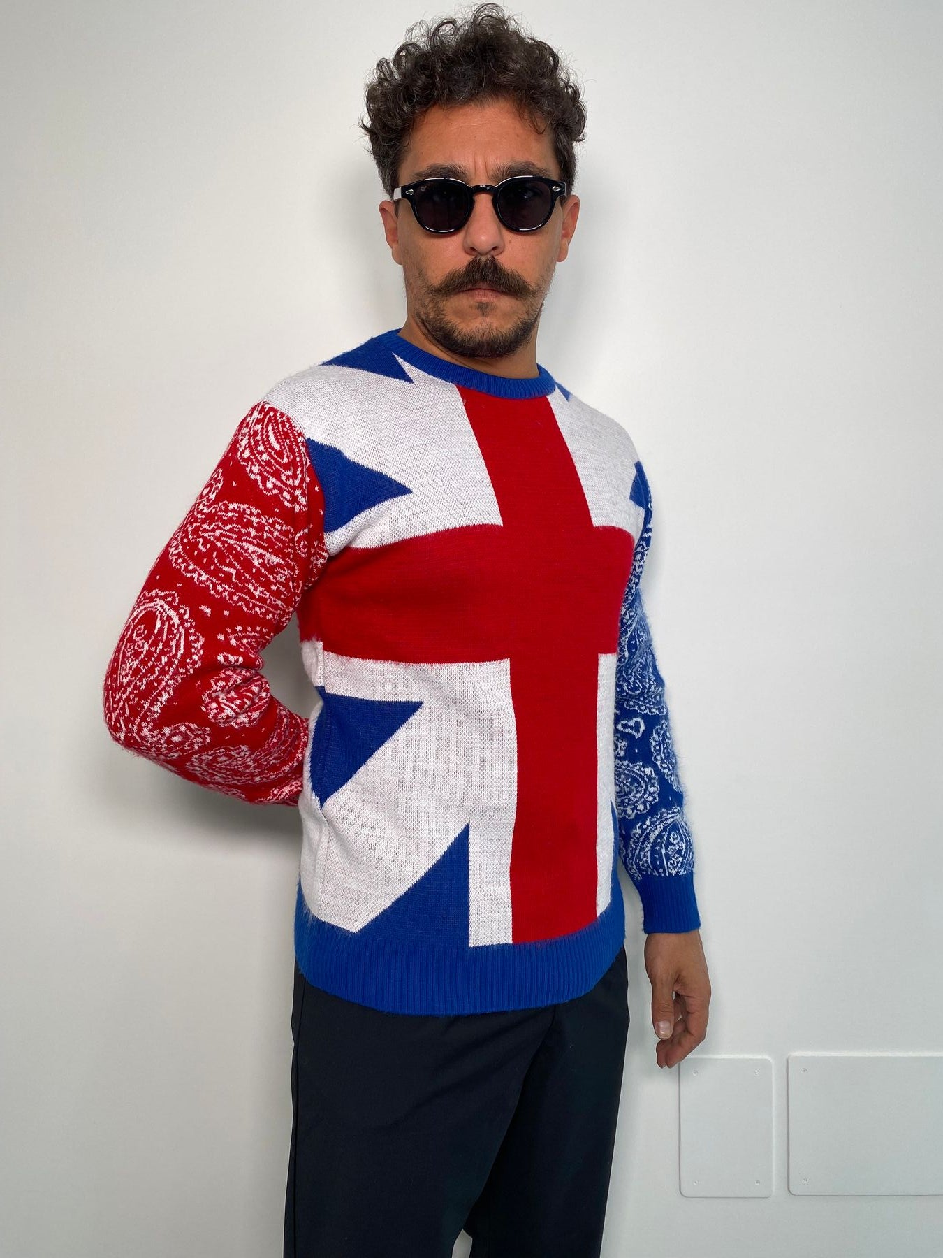 MAGLIA GIROCOLLO IN MISTO LANA CON TRAMA BANDIERA - REGULAR FIT