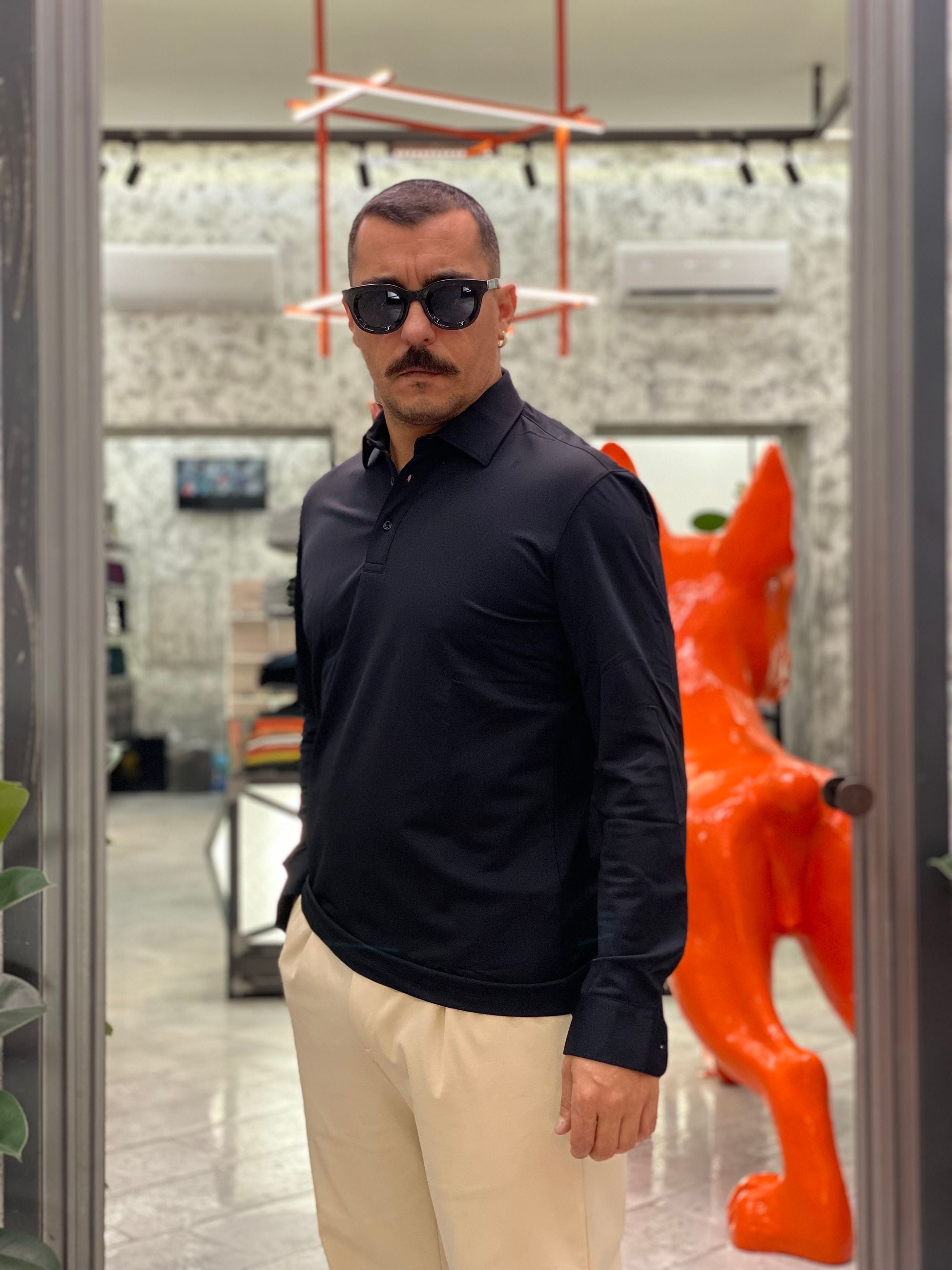 POLO MANICA LUNGA NO STIRO IN TESSUTO PREMIUM - REGULAR FIT PA1423.NER