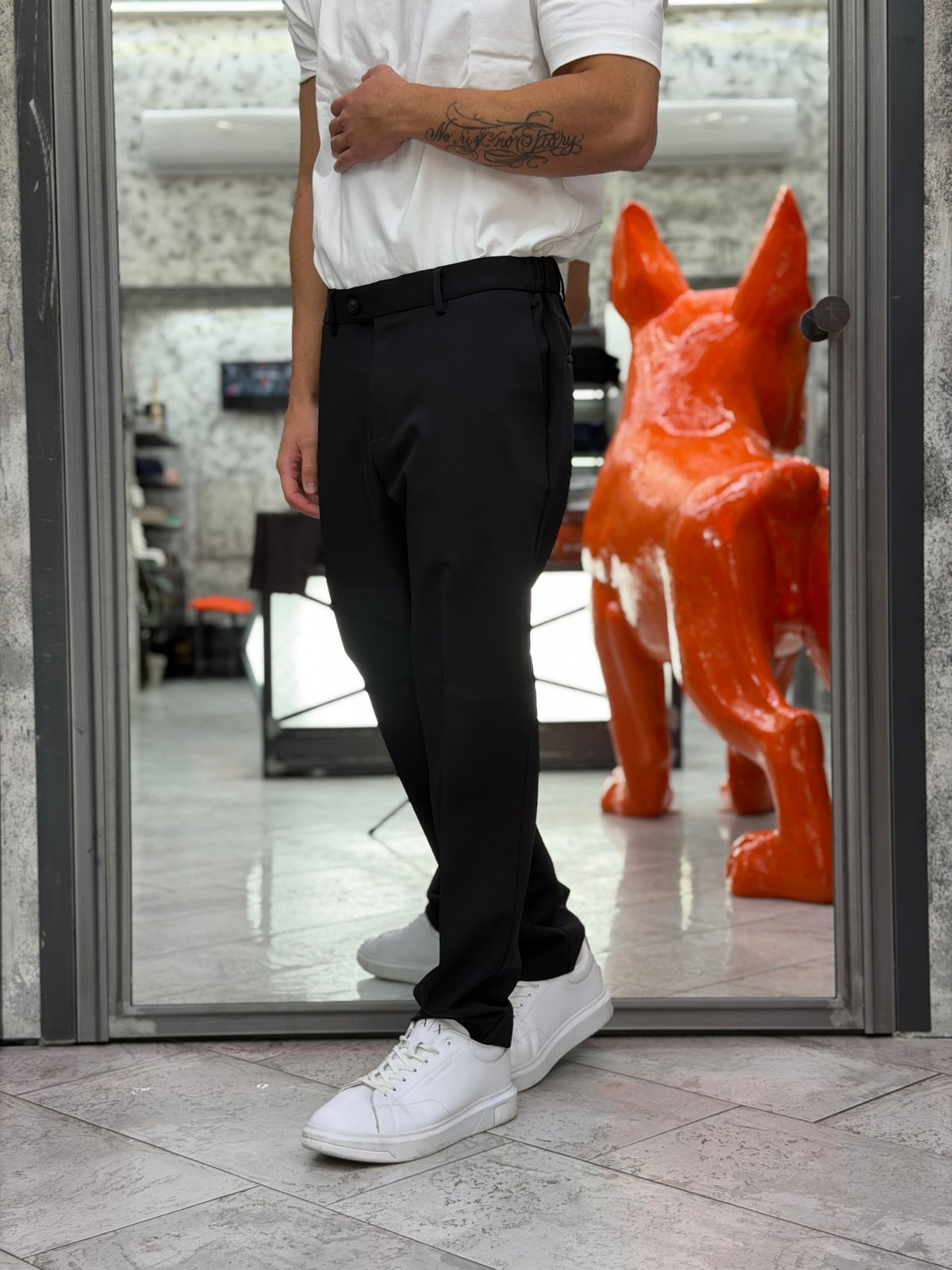 PANTALONE DA COMPLETO IN TESSUTO TECNICO ELASTICIZZATO CON ELASTICI SUI FIANCHI - REGULAR FIT PSI1586SS.NER