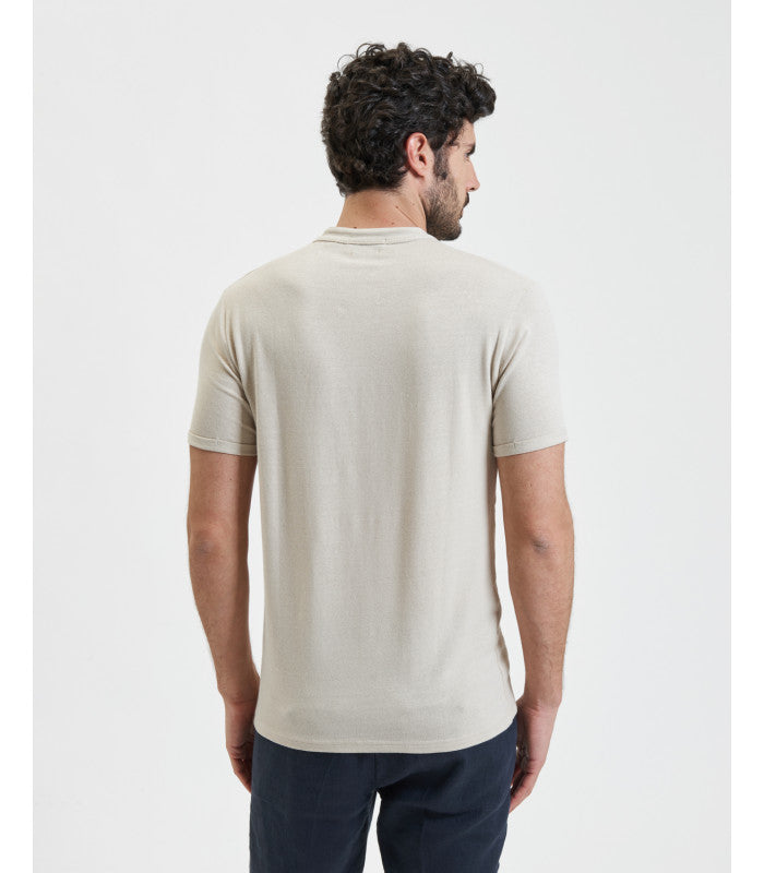 T-SHIRT SERAFINO 4 BOTTONI IN MISTO LINO/VISCOSA - REGULAR FIT GL2277F.BEI