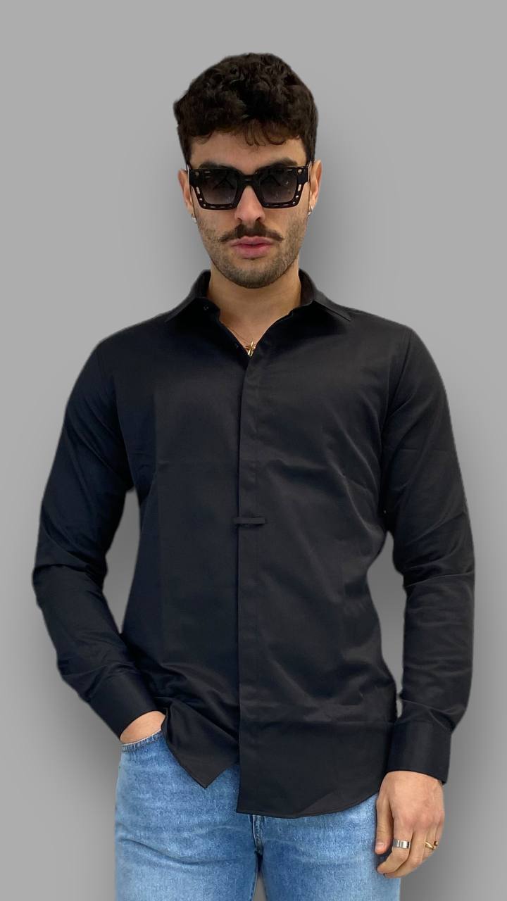 CAMICIA IN COTONE ELASTICIZZATO CON CRAVATTA IN TINTA - SLIM FIT