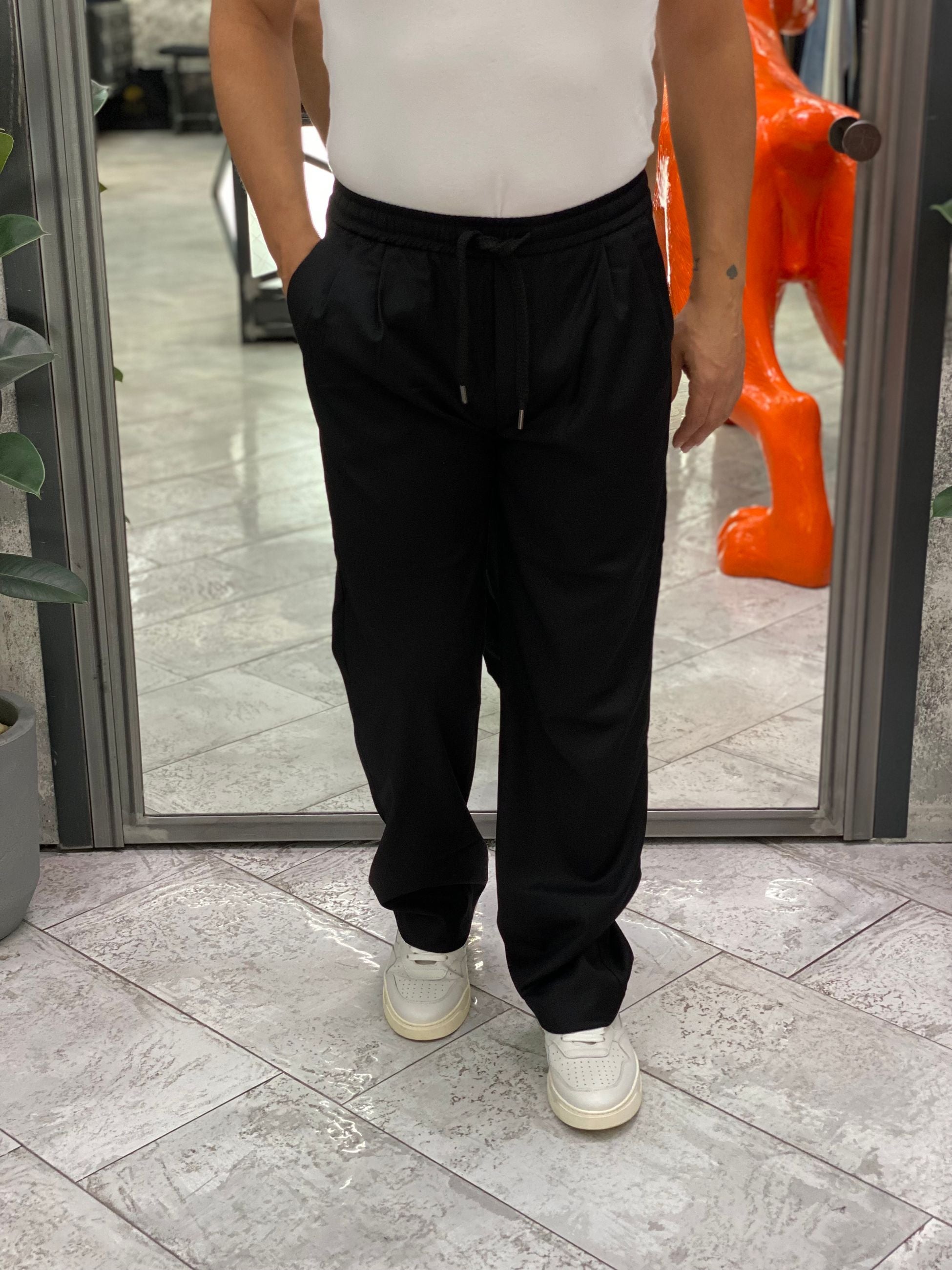 PANTALACCIO CON COULISSE IN VITA FONDO AMPIO - LOOSE FIT GN21793.NER