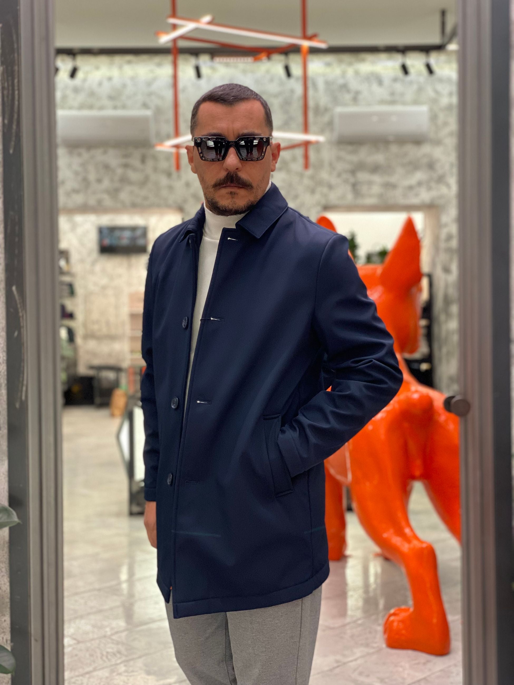 TRENCH IN TESSUTO SOFTSHELL ED INTERNO IN PILE - REGULAR FIT MK9940063.BLU