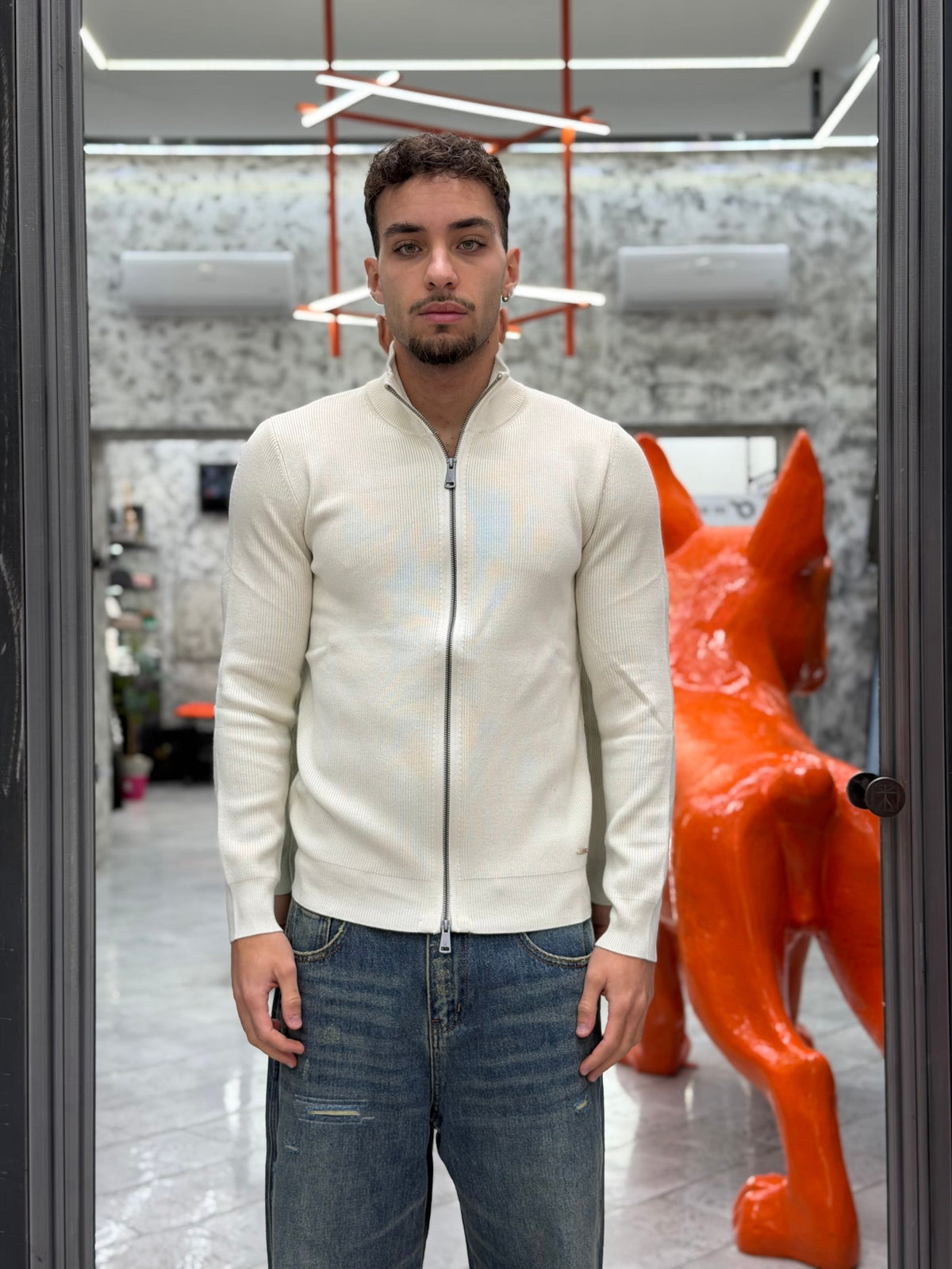 MAGLIA FULL ZIP A COSTA INGLESE IN MISTO VISCOSA - REGULAR FIT GL35152GZ-F26.PAN