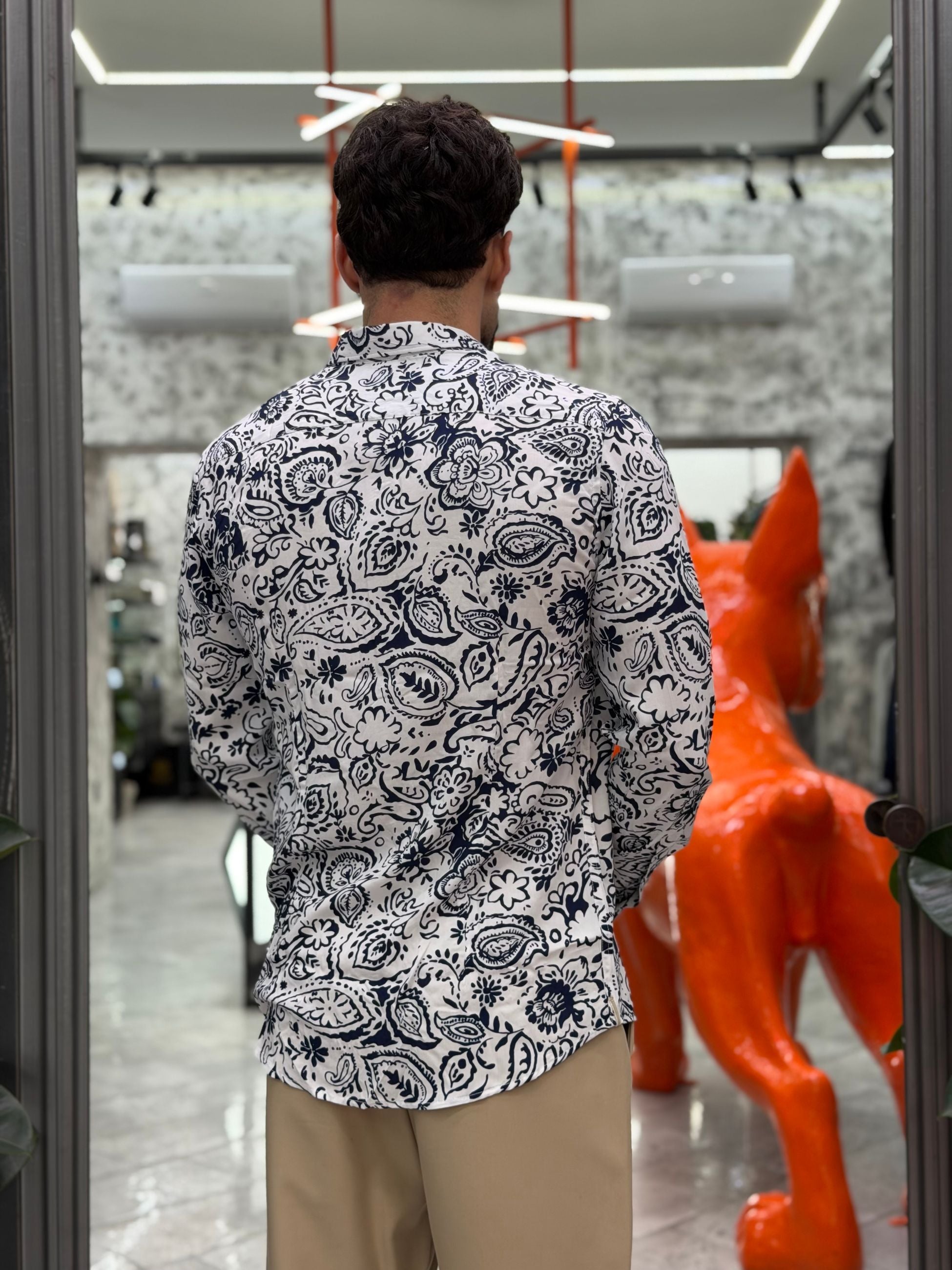 CAMICIA MANICA LUNGA IN MORBIDA E LEGGERA VISCOSA FANTASIA FIORI - RELAXED FIT FIO4201