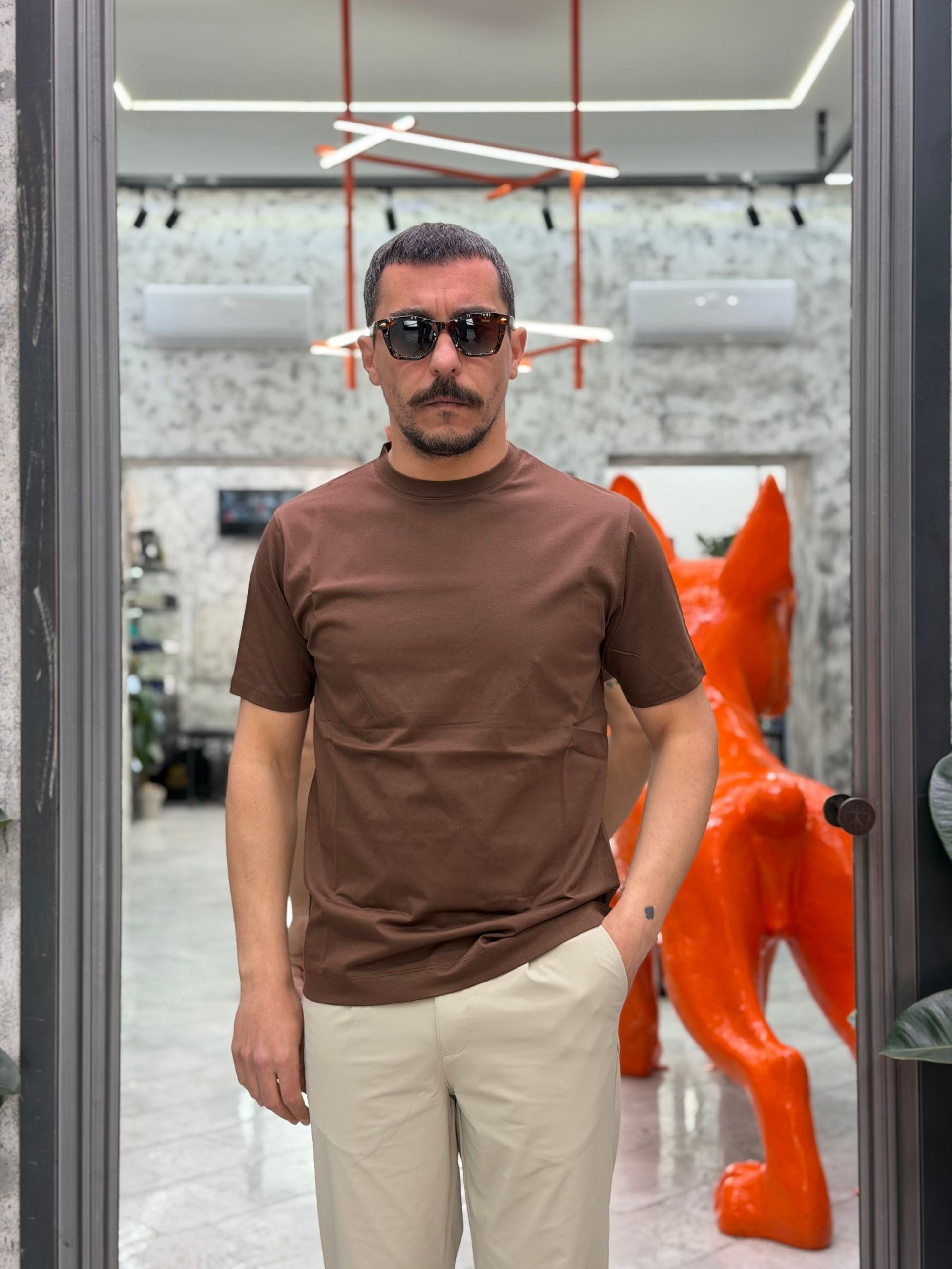 T-SHIRT GIROCOLLO IN PREGIATO COTONE MERCERIZZATO - REGULAR FIT TE3205SS.MOK