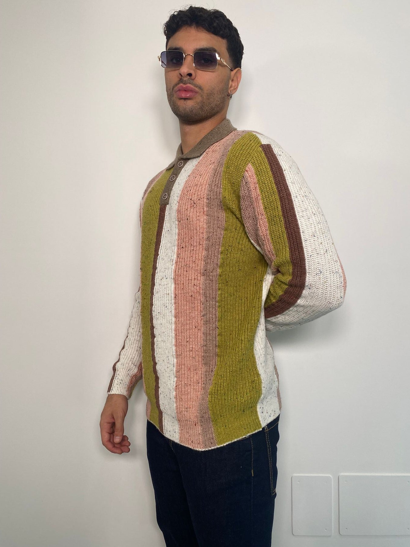 POLO IN MISTO LANA A RIGHE VERTICALI - REGULAR FIT