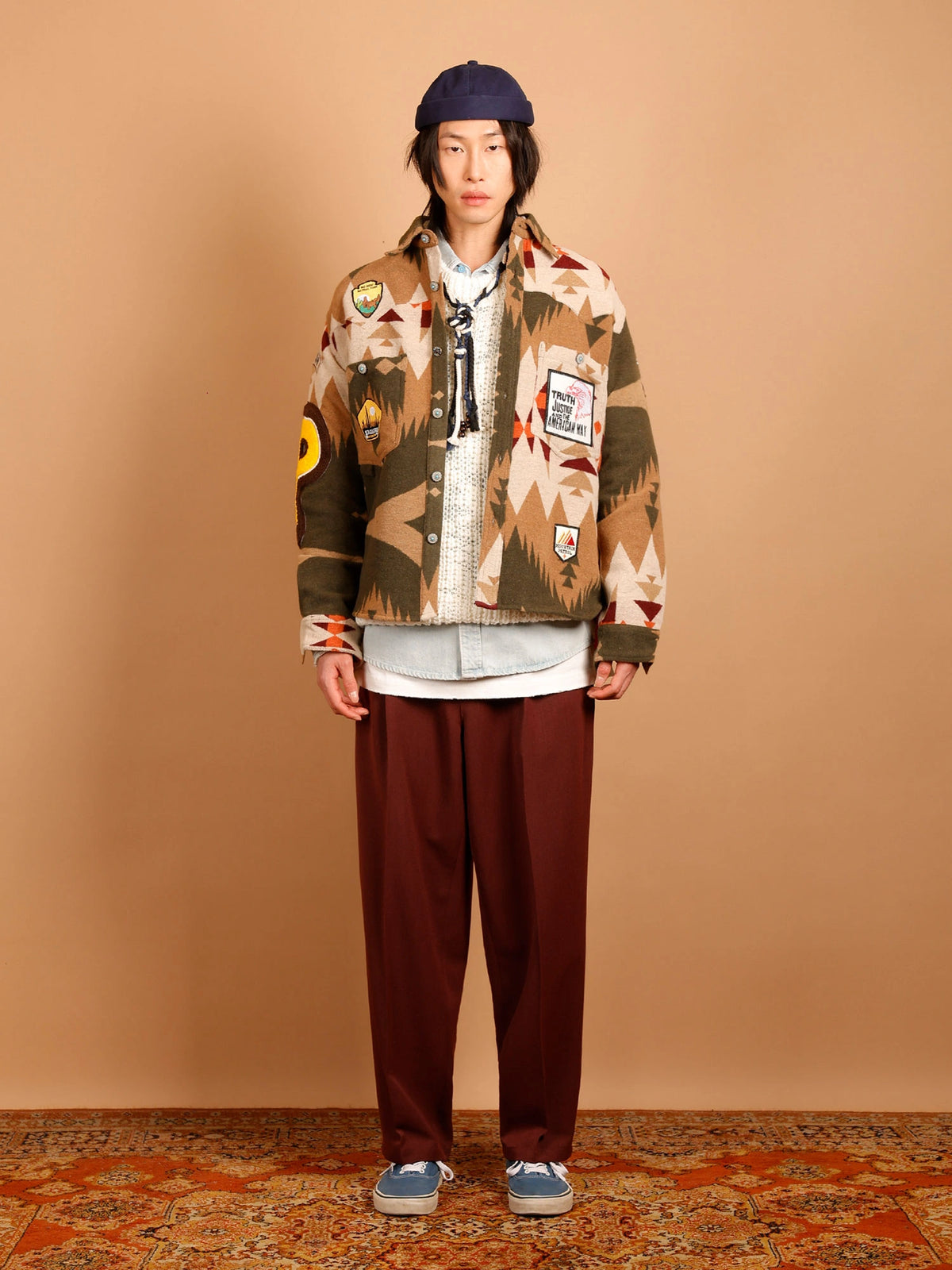 OVERSHIRT FANTASIA AZTECA CON PATCH - RELAXED CROPPED FIT M-262366