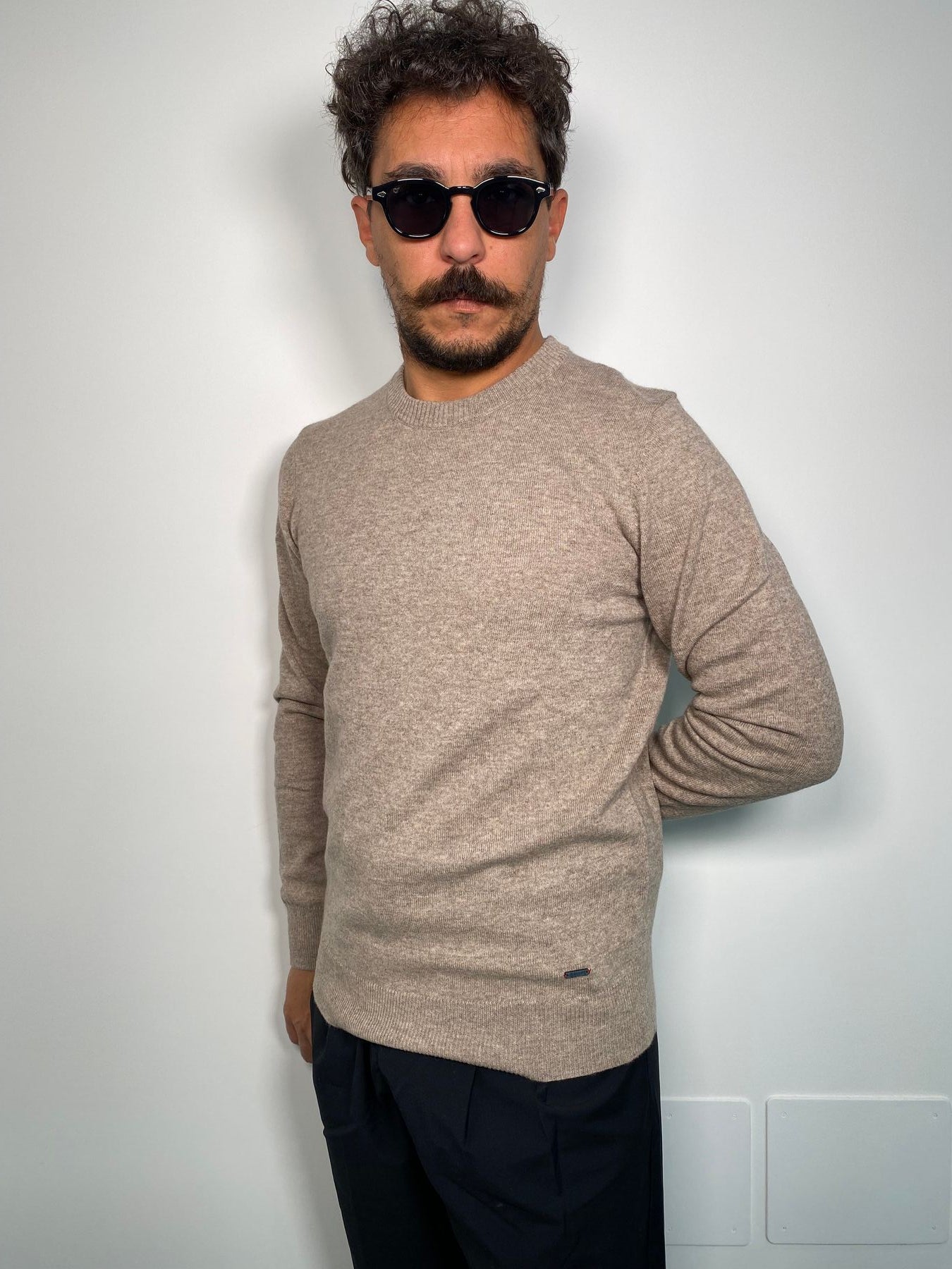 MAGLIA GIROCOLLO BASIC IN MISTO CACHEMIRE - REGULAR FIT