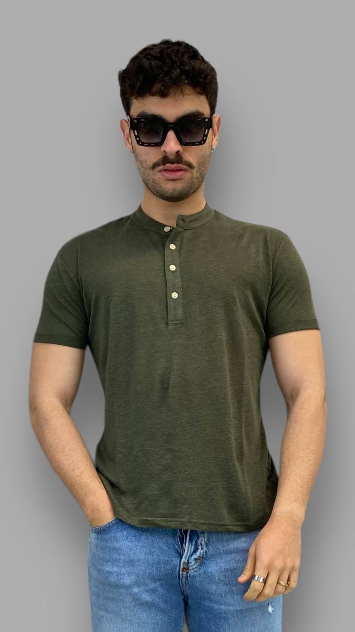 T-SHIRT BASIC 100%LINO MODELLO SERAFINO - REGULAR FIT