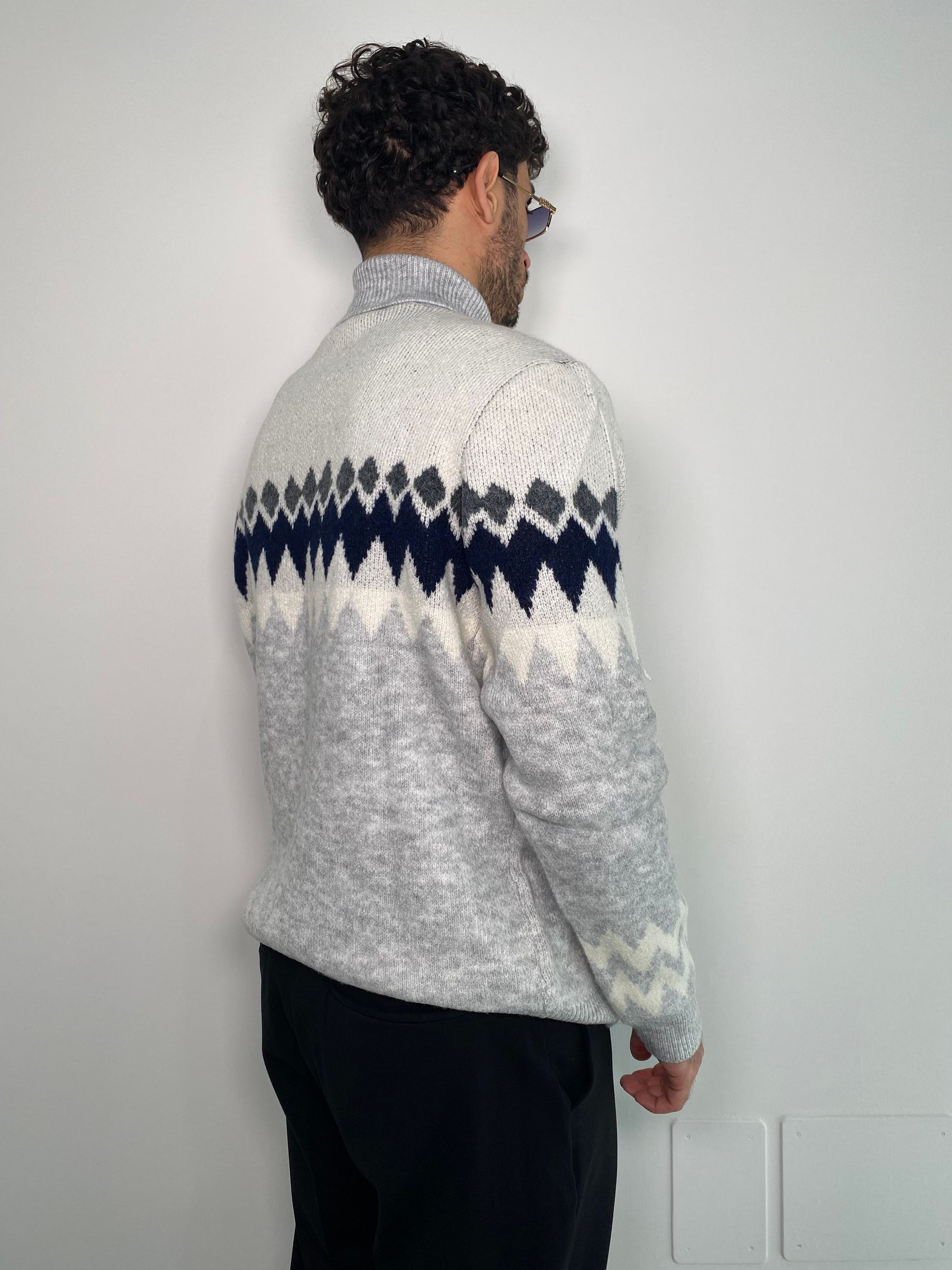 MAGLIA DOLCEVITA IN MISTO LANA TRAMA ROMBI - REGULAR FIT