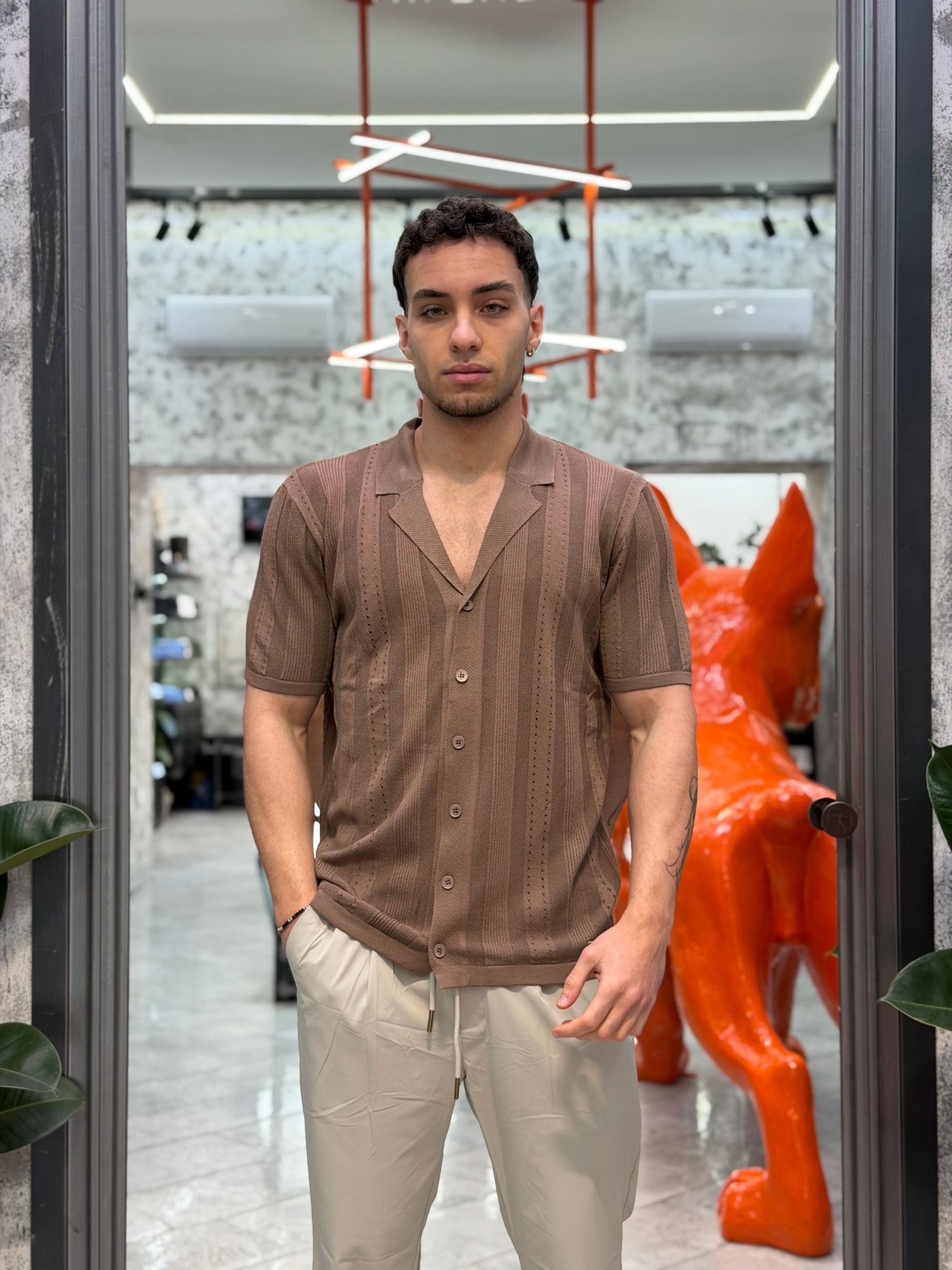 POLO/CAMICIA TRAFORATA MANICA CORTA SCOLLO BOWLING - REGULAR FIT GL33763-S26.TAB