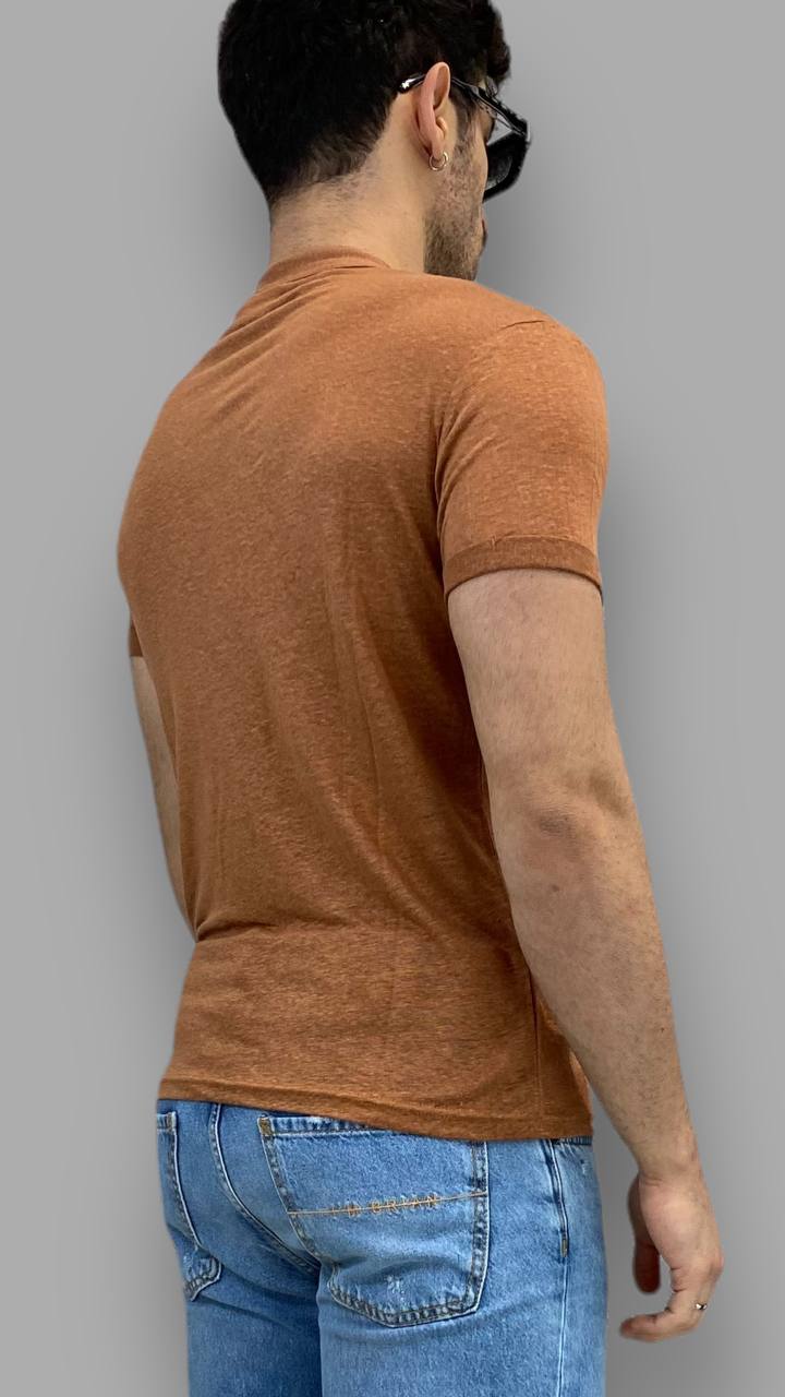 T-SHIRT BASIC 100%LINO MODELLO SERAFINO - REGULAR FIT