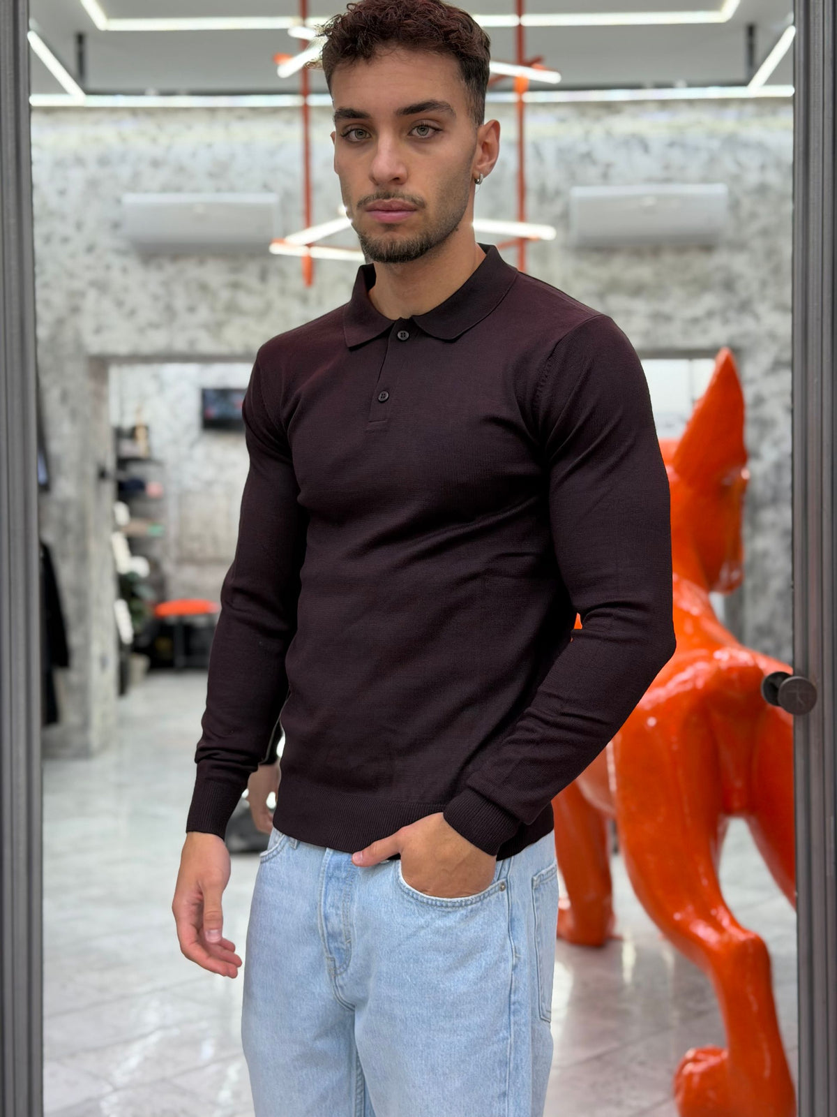 POLO MANICA LUNGA BASIC 2 BOTTONI IN MORBIDA VISCOSA - REGULAR FIT MI3331SS.MEL
