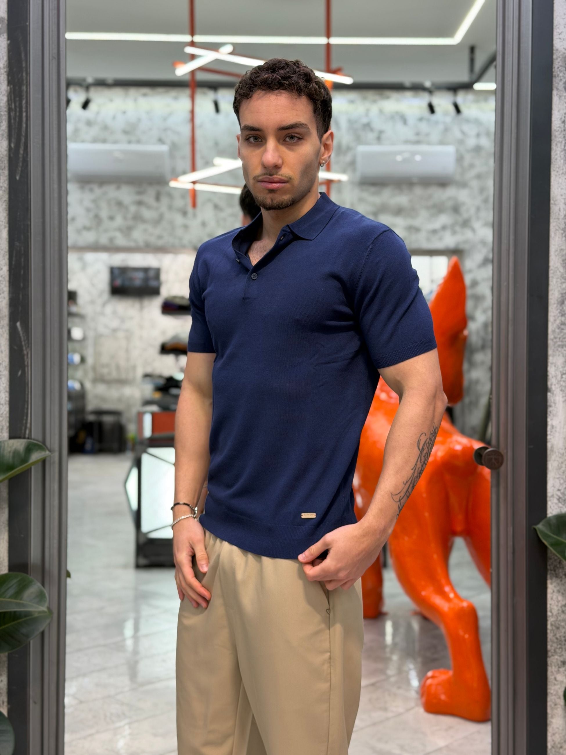 POLO MANICA CORTA CON 3 BOTTONI IN LEGGERA VISCOSA - REGULAR FIT GL511S-S26.BLU