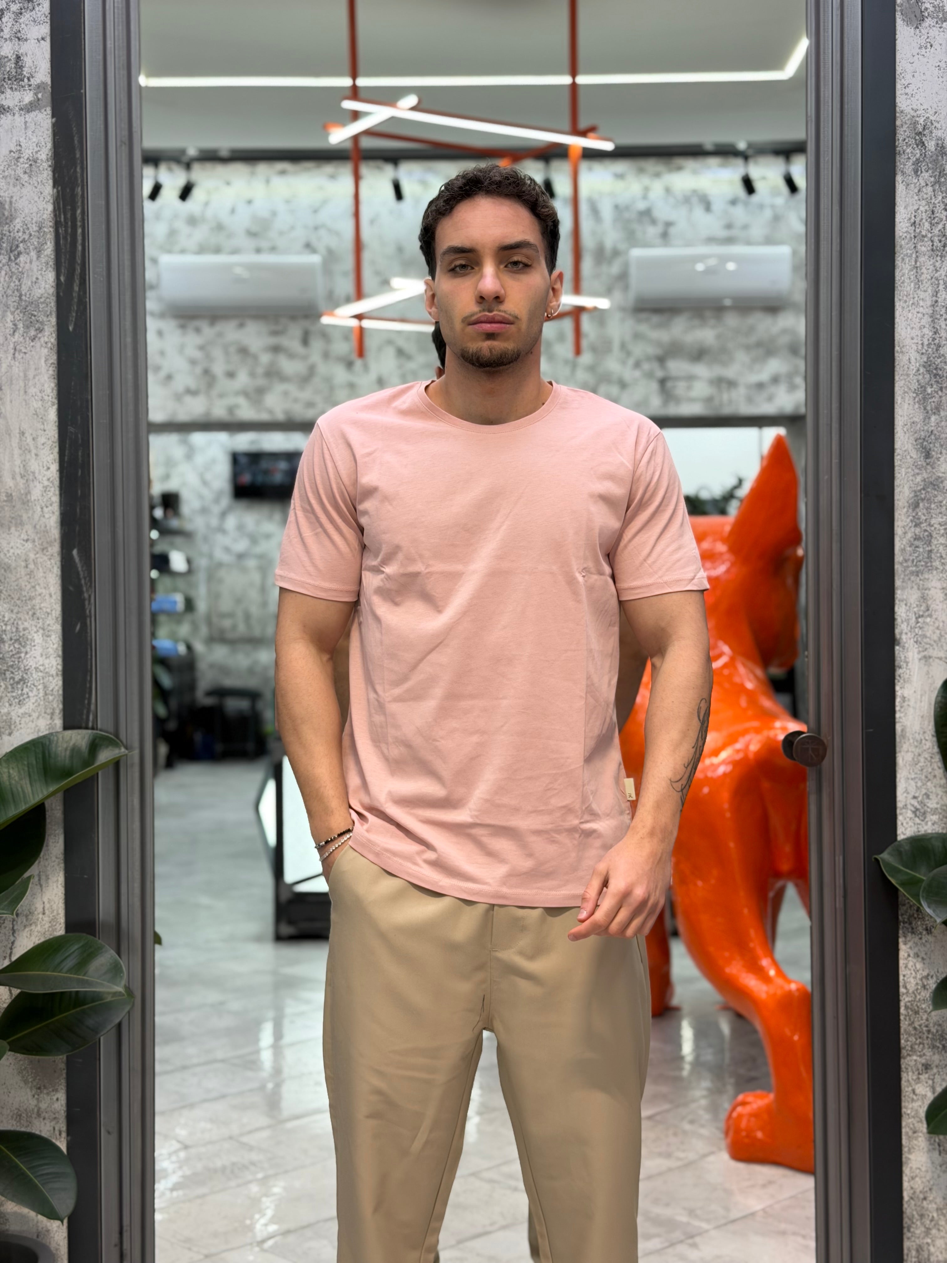 T-SHIRT BASIC IN 100% COTONE EXTRA FINE - REGULAR FIT GL1078F-S26.ROSA