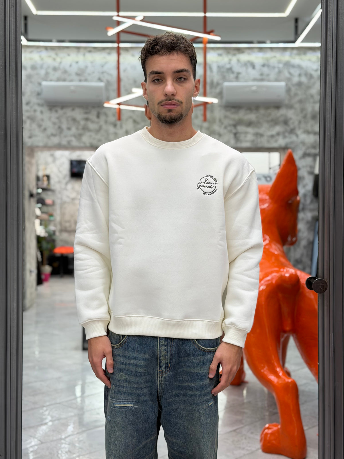 FELPA GRANT GIROCOLLO CON LOGO LATO CUORE E STAMPA SUL RETRO - COMFORT FIT 10068139