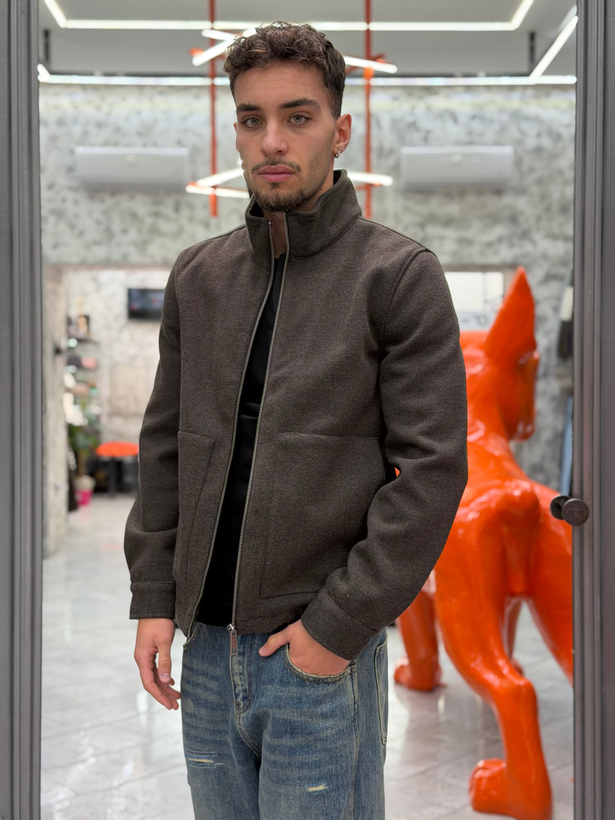 GIUBBINO CASEN IN PANNO CON ZIP E TASCONI - COMFORT FIT 10067663