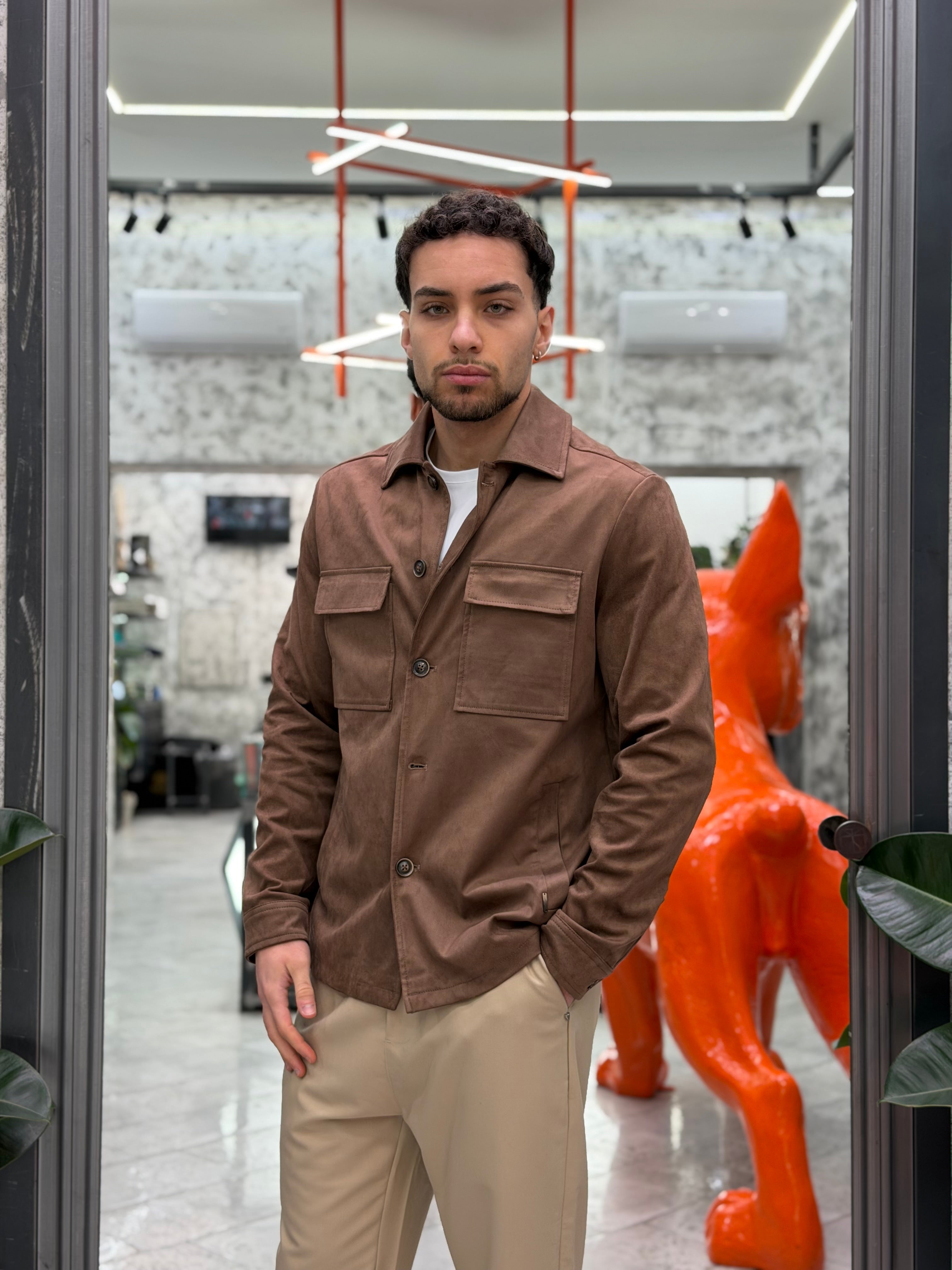 GIUBBINO IN ECORENNA MODELLO OVERSHIRT CON TASCHE APPLICATE - REGULAR FIT GL9827.MOR