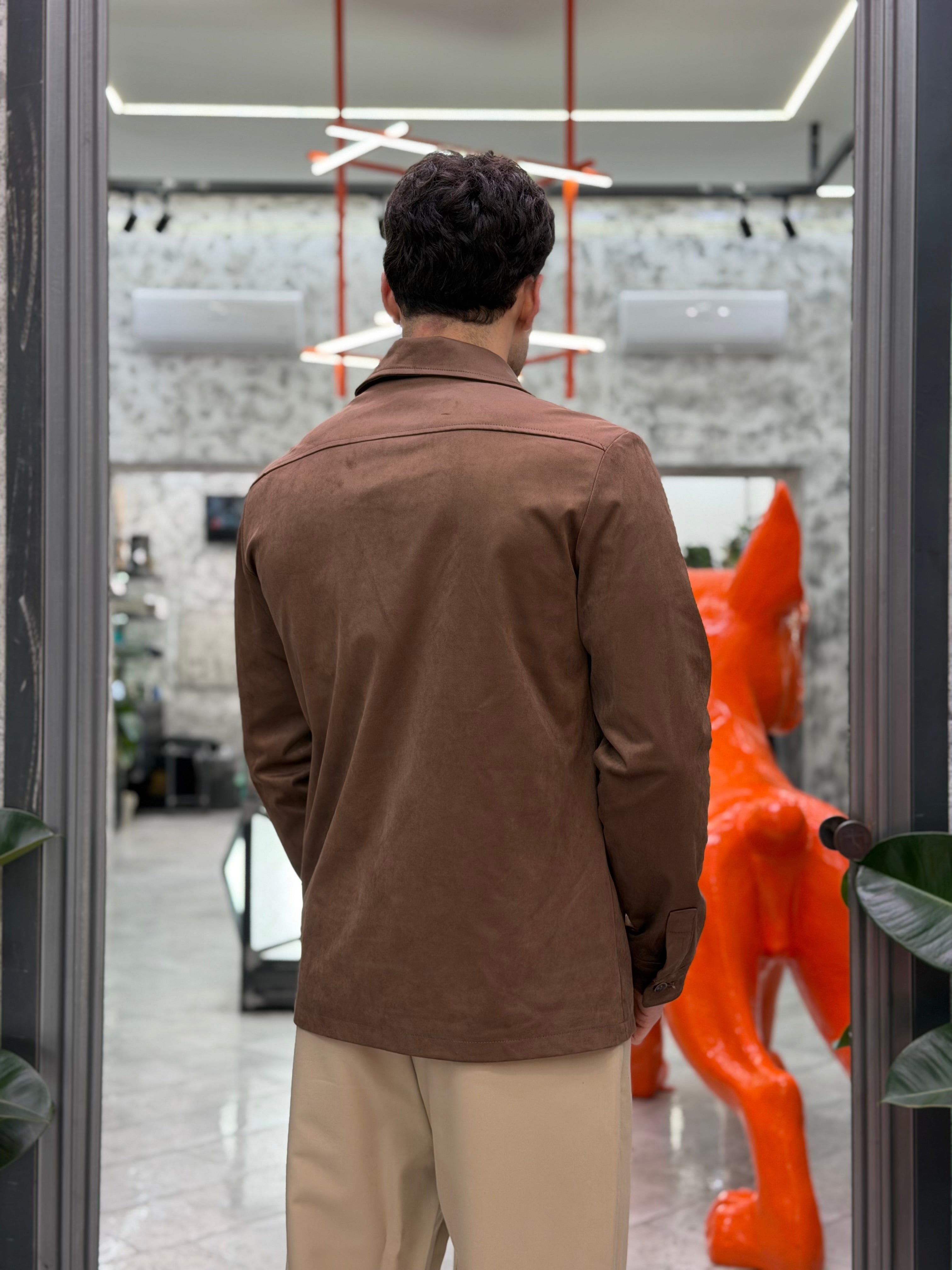 GIUBBINO IN ECORENNA MODELLO OVERSHIRT CON TASCHE APPLICATE - REGULAR FIT GL9827.MOR