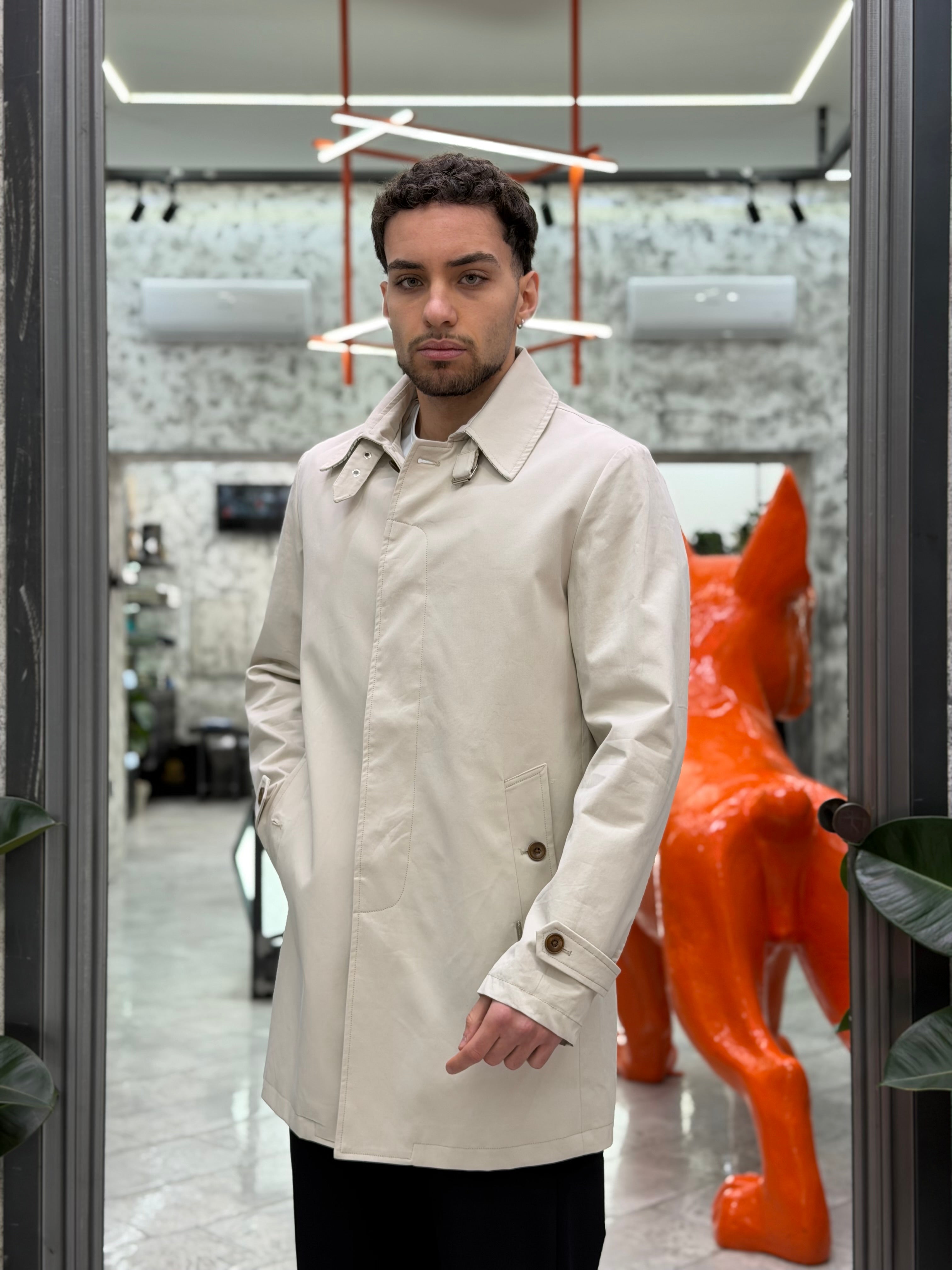 TRENCH CON TASCHE A FILO CON BOTTONE - REGULAR FIT GL9806-S26.ICE