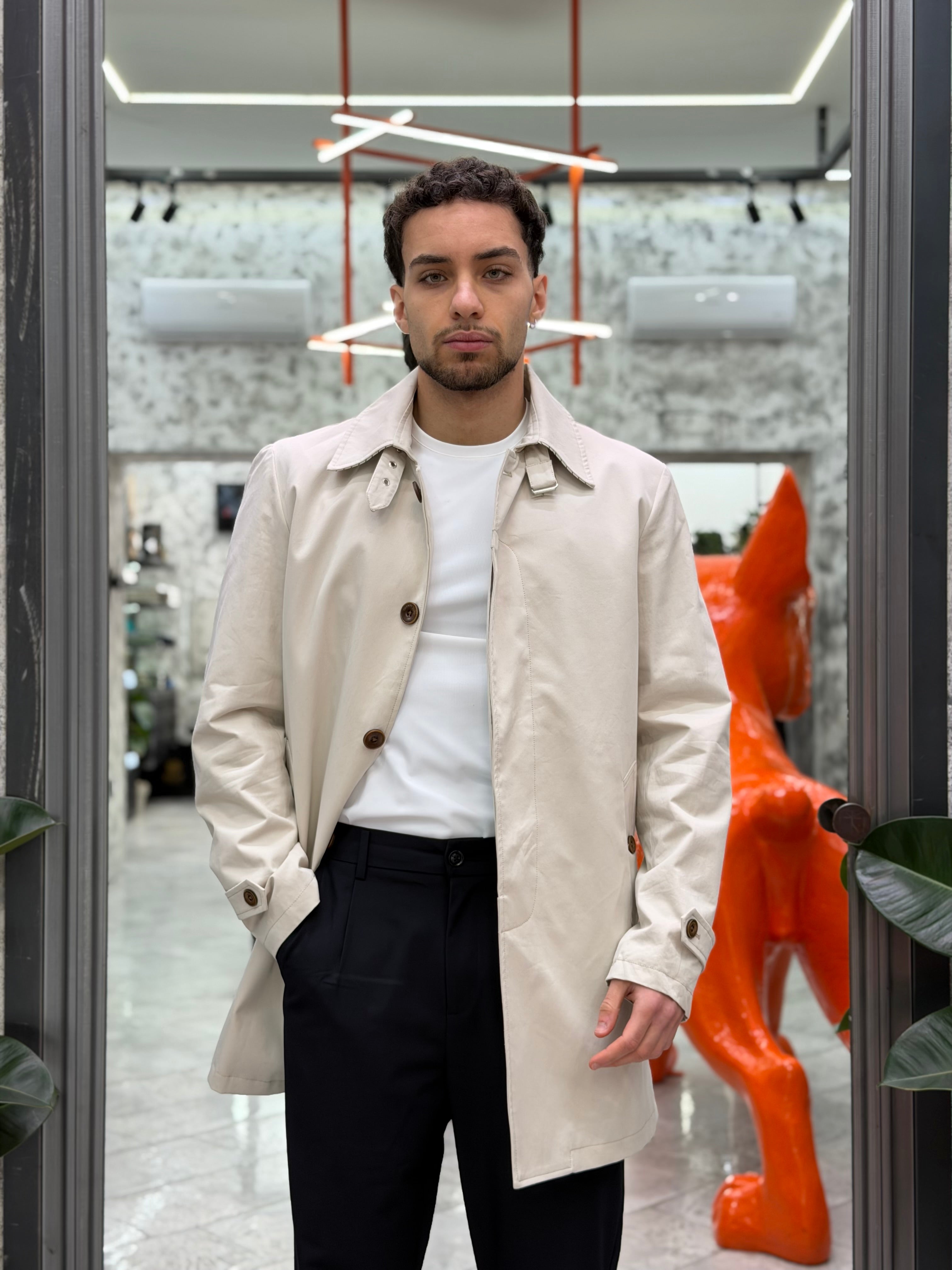 TRENCH CON TASCHE A FILO CON BOTTONE - REGULAR FIT GL9806-S26.ICE