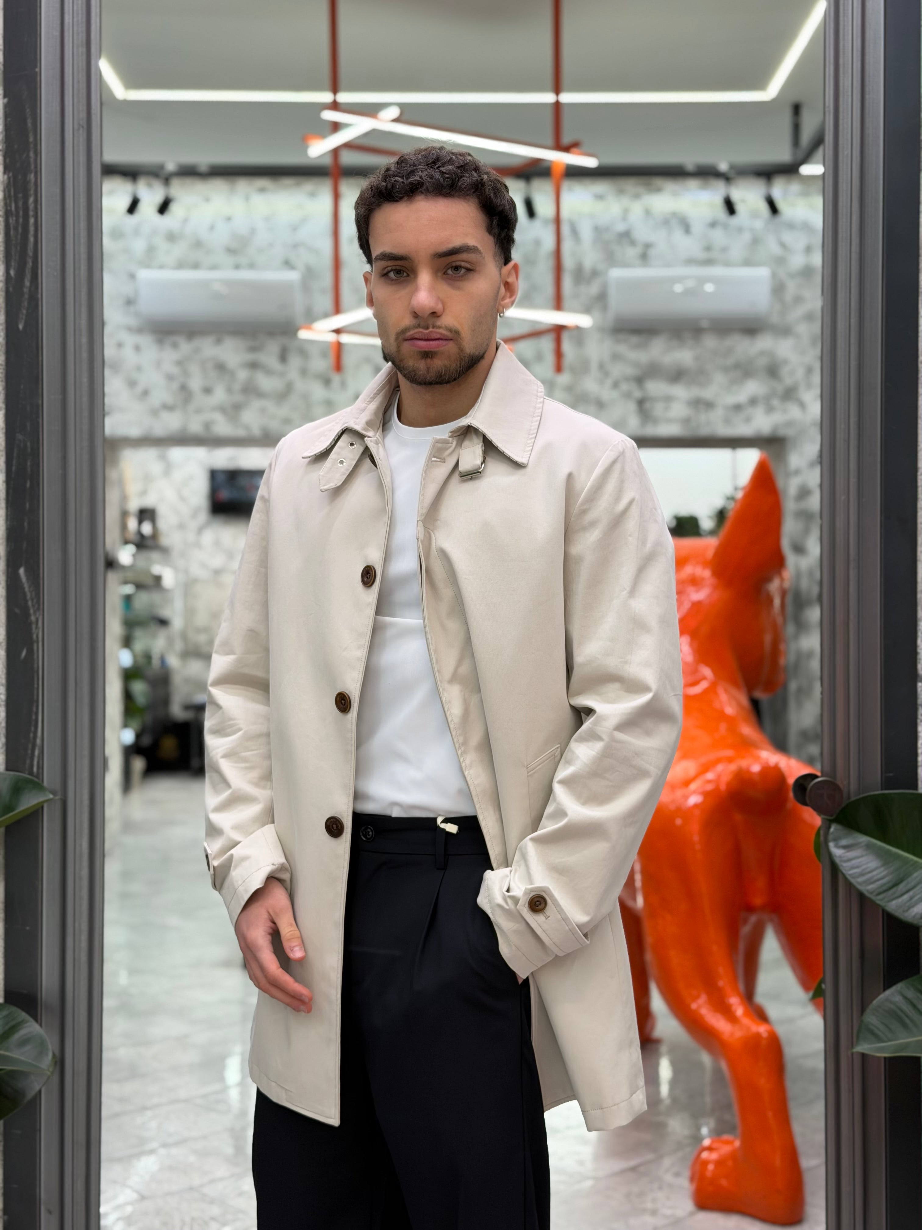 TRENCH CON TASCHE A FILO CON BOTTONE - REGULAR FIT GL9806-S26.ICE