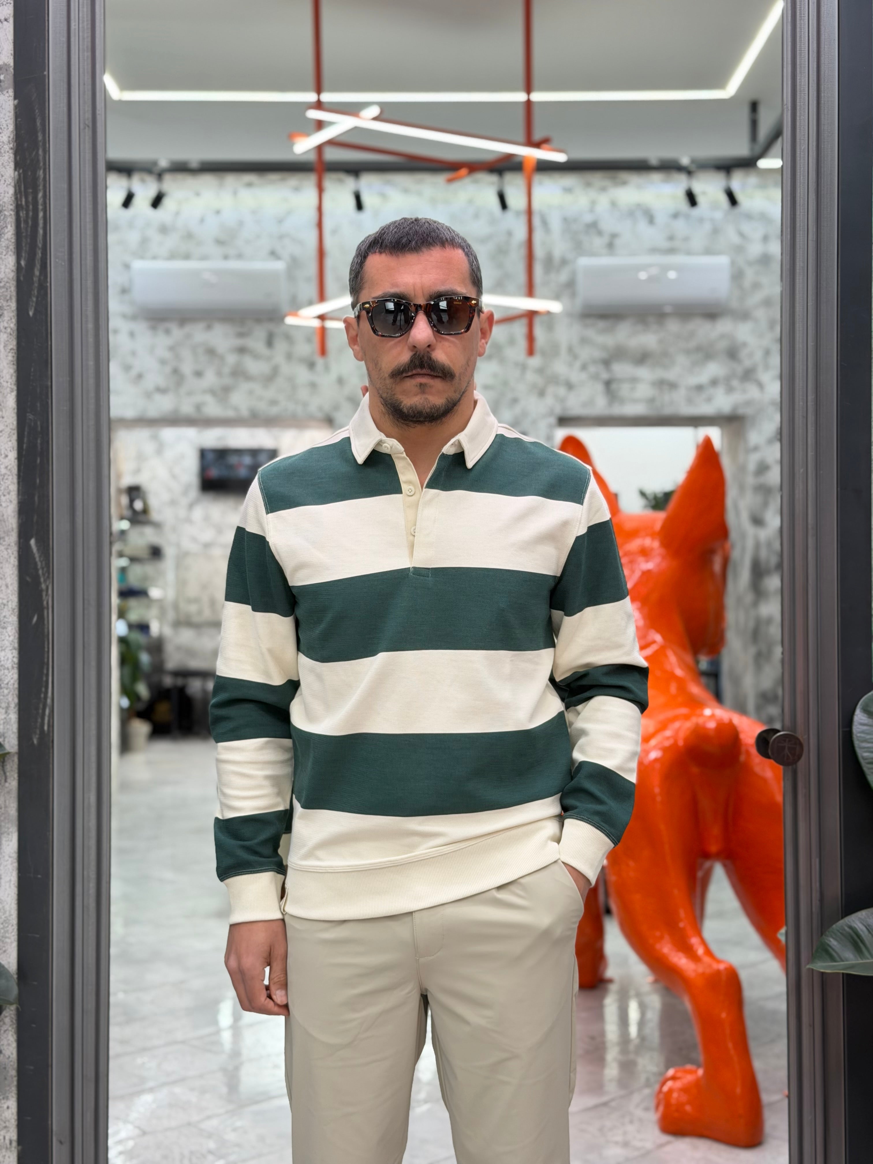 POLO GRAYSEN MANICA LUNGA A RIGHE LARGHE ORIZZONTALI - RELAXED FIT 10064344