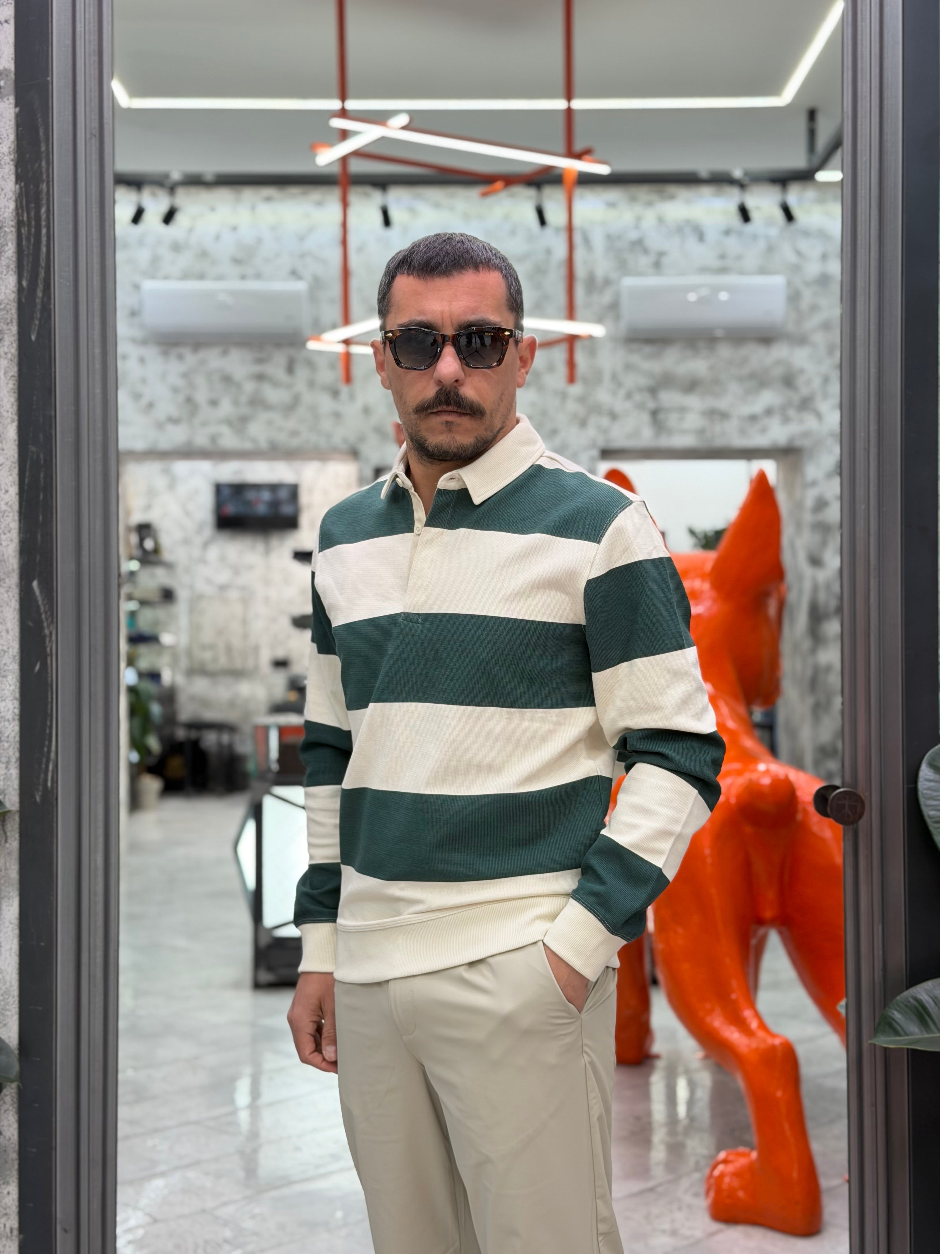 POLO GRAYSEN MANICA LUNGA A RIGHE LARGHE ORIZZONTALI - RELAXED FIT 10064344