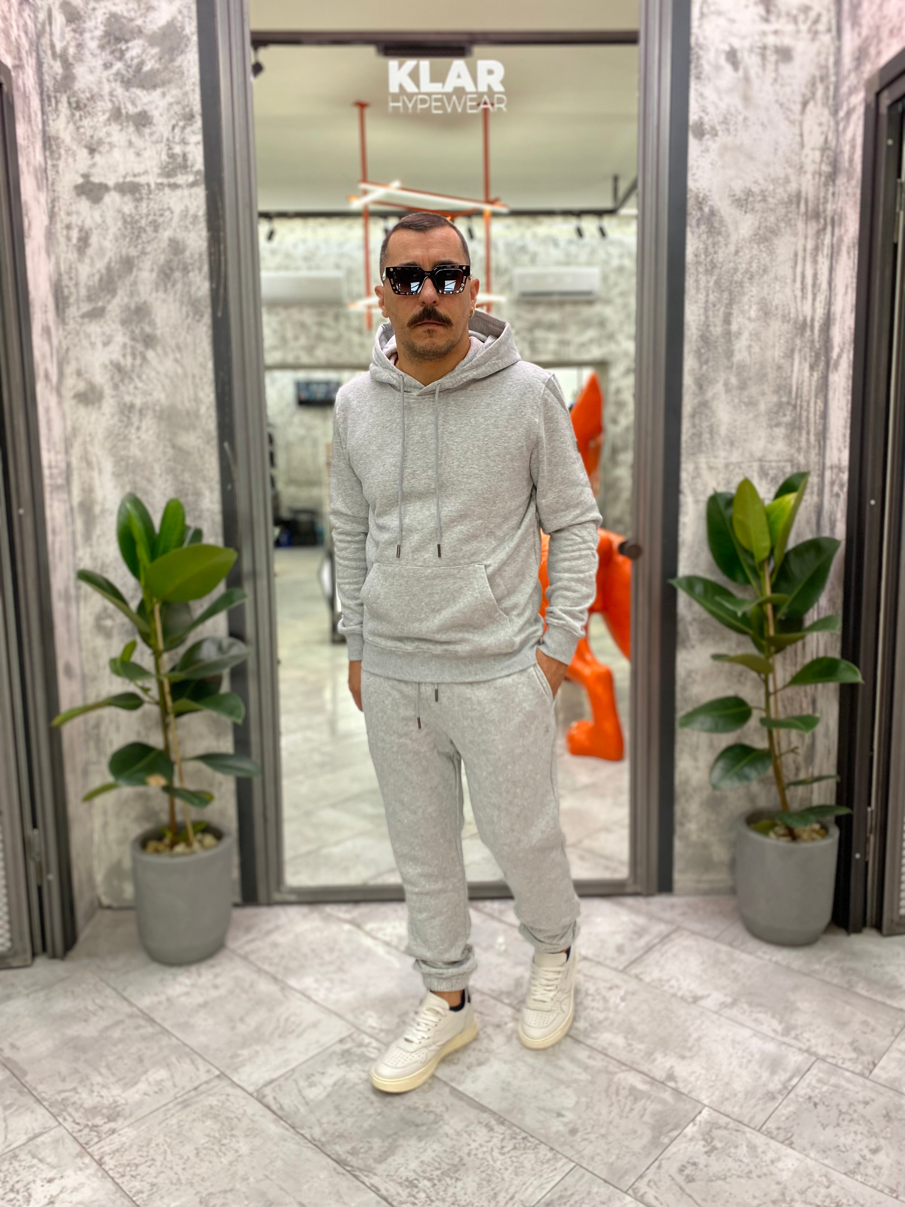 PANTALONE TUTA CON ELASTICO IN VITA E AL FONDO - REGULAR FIT GL2245F-F25.GRI