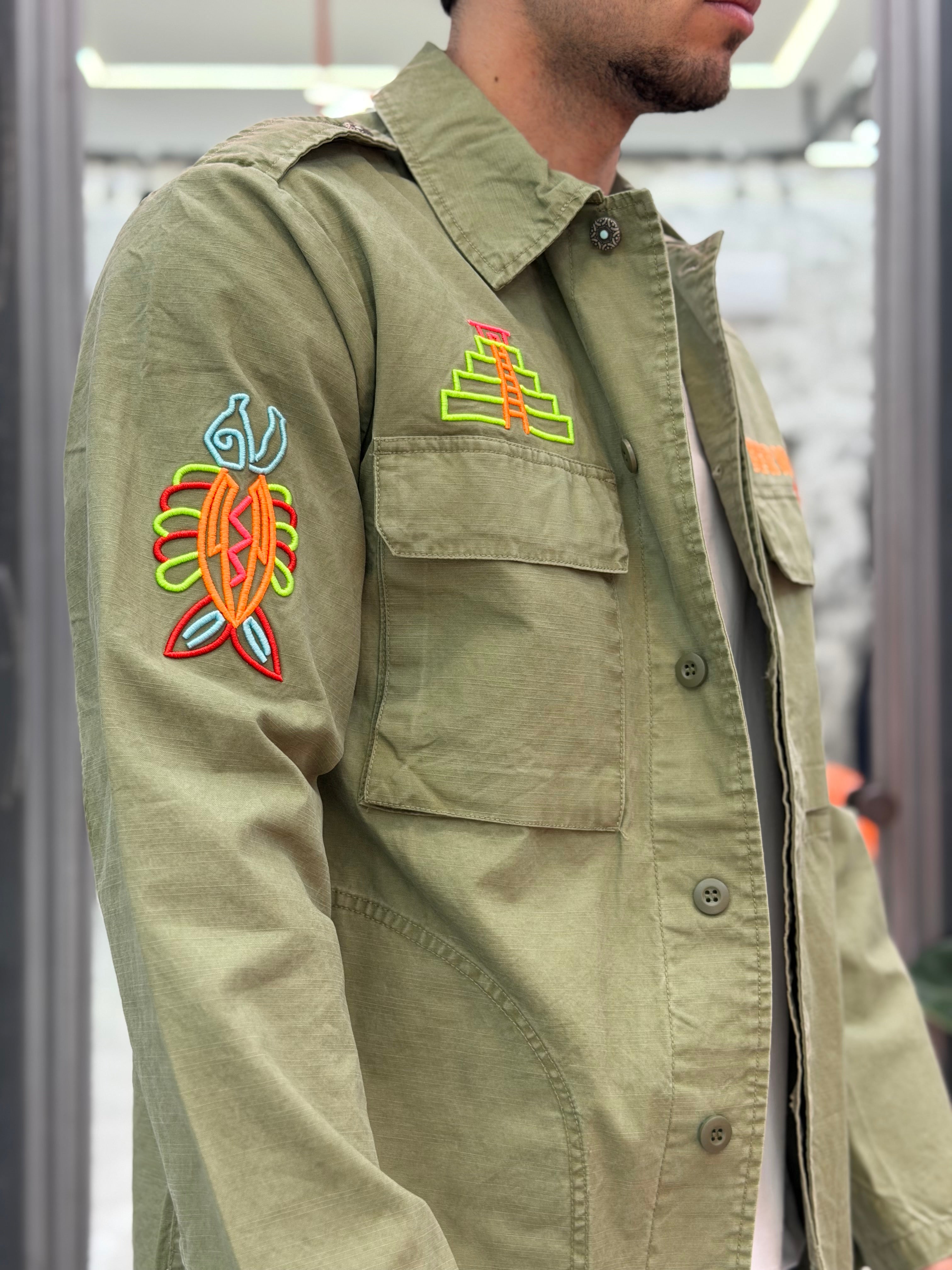 OVERSHIRT MANICA LUNGA CON RICAMI AZTECHI COLORATI - RELAXED FIT M-261282