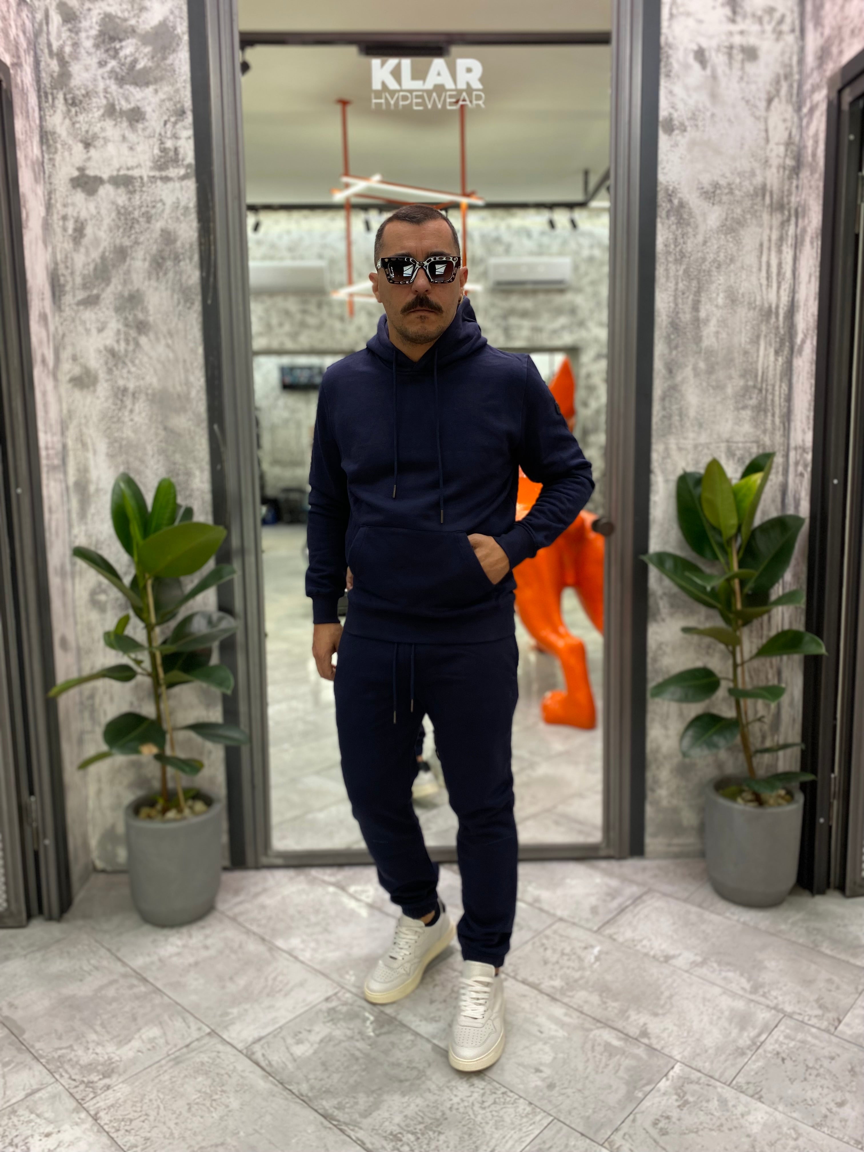 PANTALONE TUTA CON ELASTICO IN VITA E AL FONDO - REGULAR FIT GL2245F-F25.BLU