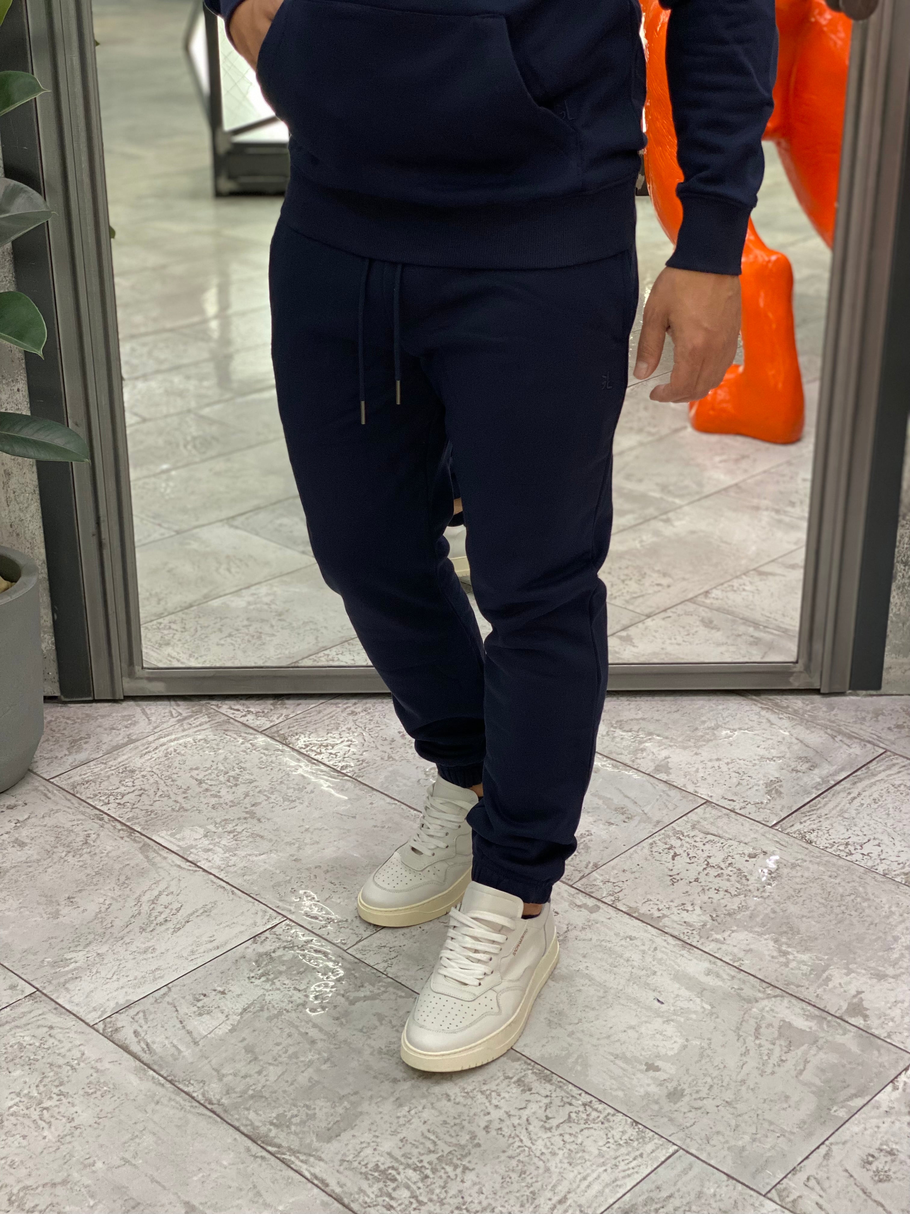 PANTALONE TUTA CON ELASTICO IN VITA E AL FONDO - REGULAR FIT GL2245F-F25.BLU