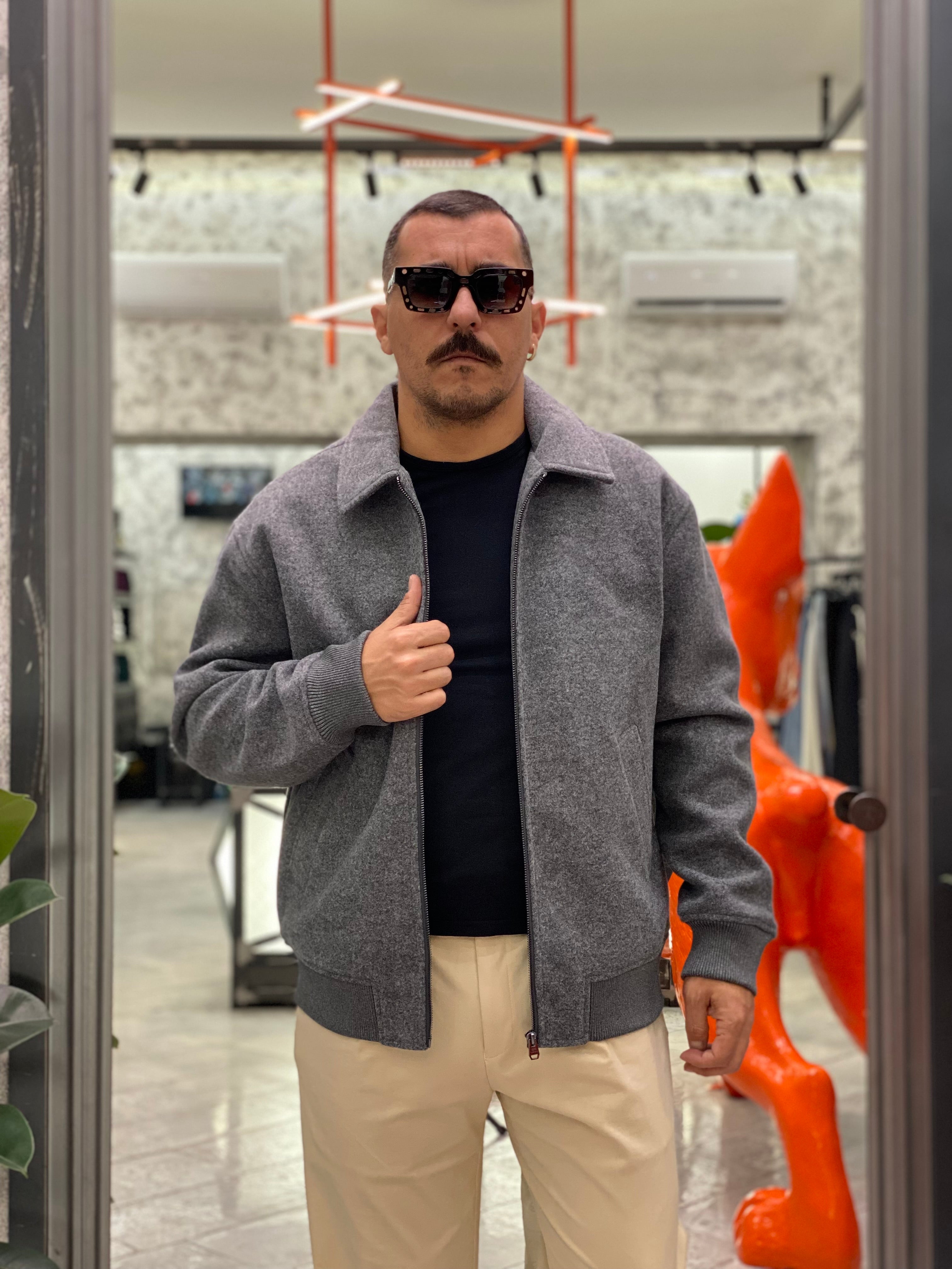 GIUBBINO PERCUT MODELLO COLLEGE IN FLANELLA - REGULAR FIT 10062569.GRI