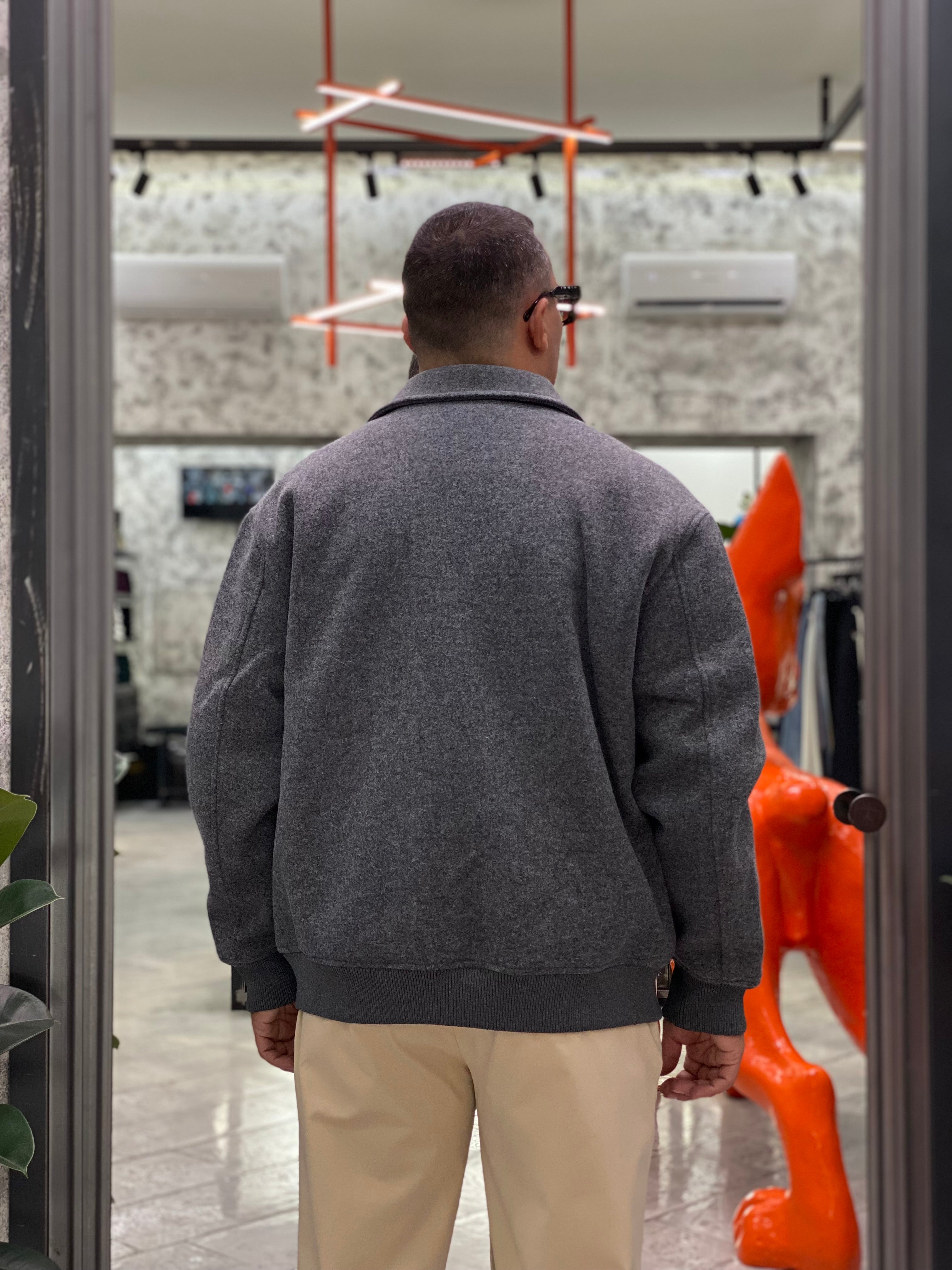 GIUBBINO PERCUT MODELLO COLLEGE IN FLANELLA - REGULAR FIT 10062569.GRI