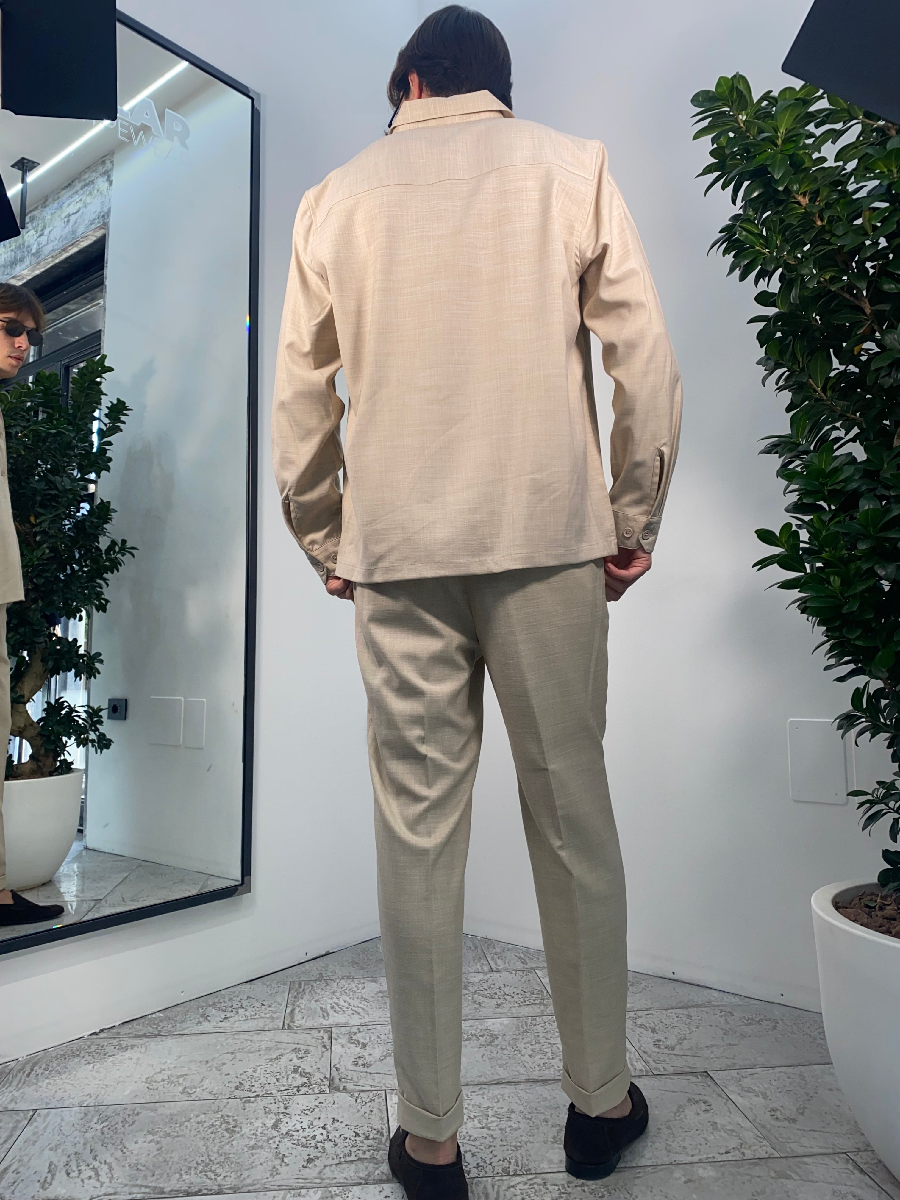 OVERSHIRT DA COORDINATO IN TESSUTO FIAMMATO CON TASCHINO - RELAXED FIT GBE1010SS.ECR