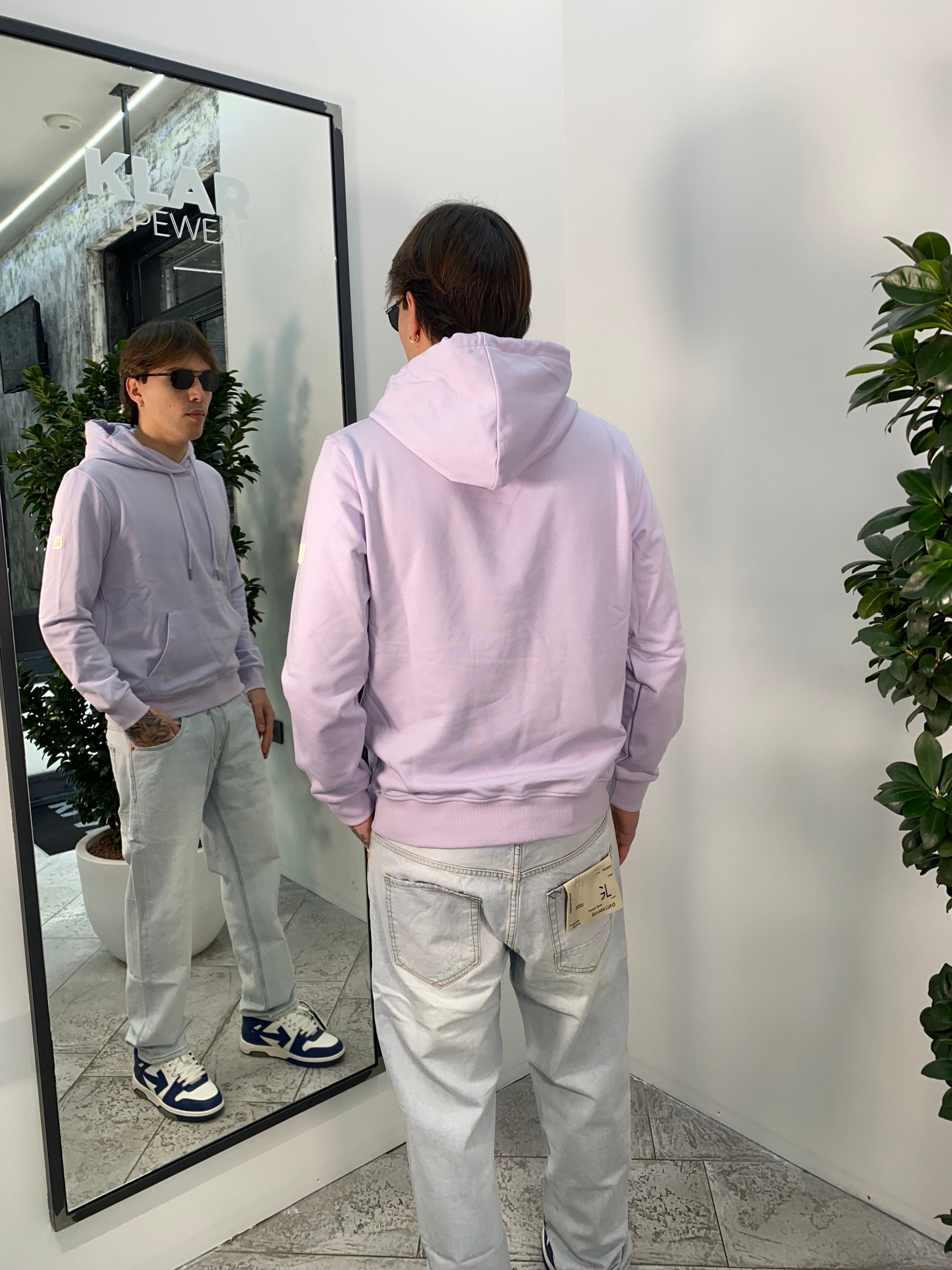 FELPA BASIC IN COTONE GARZATO CON CAPPUCCIO E TASCA A MARSUPIO - REGULAR FIT