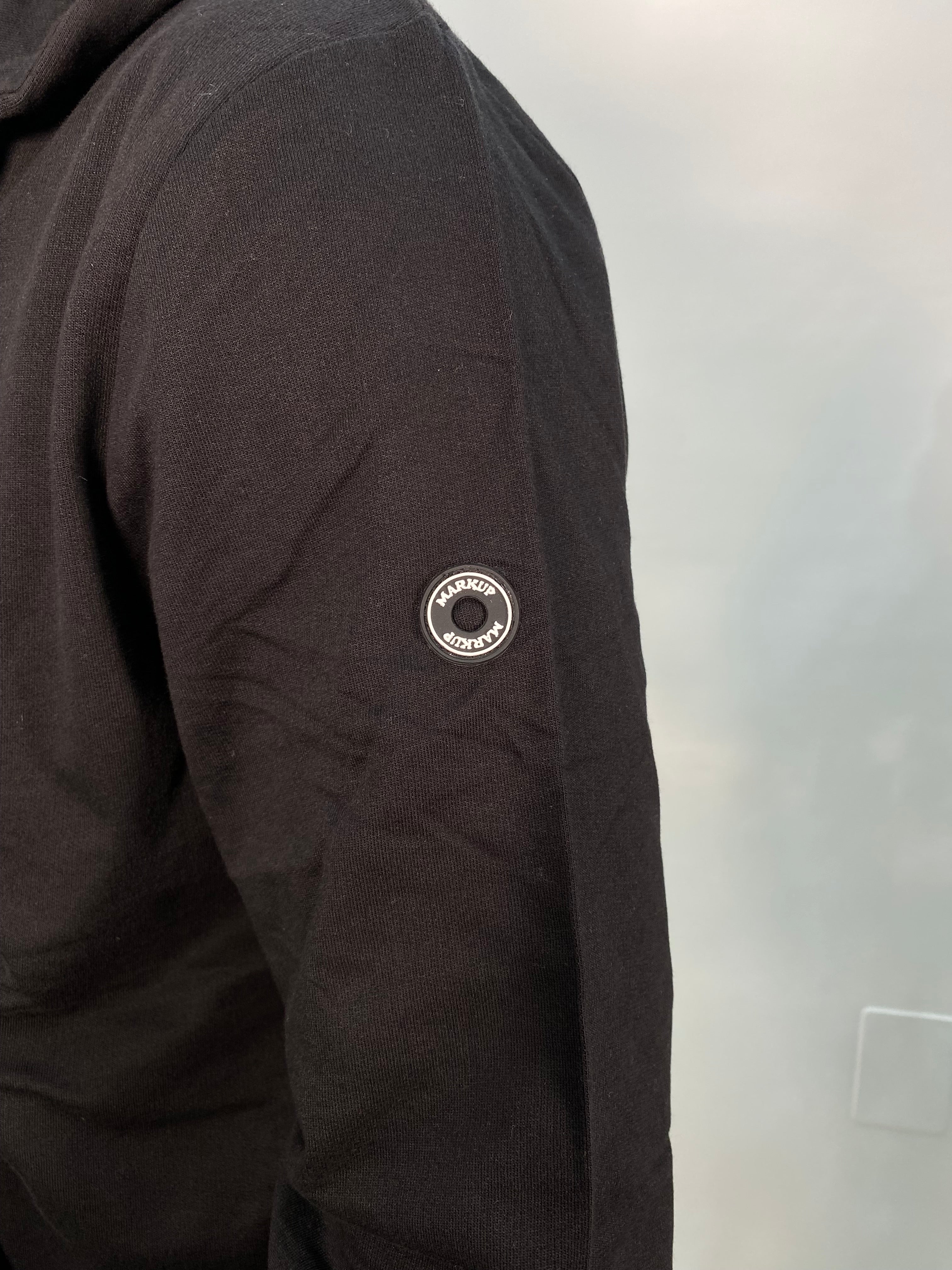 FELPA BASIC CON CAPPUCCIO E CHIUSURA ZIP - LOGO APPLICATO SUL BRACCIO - REGULAR FIT