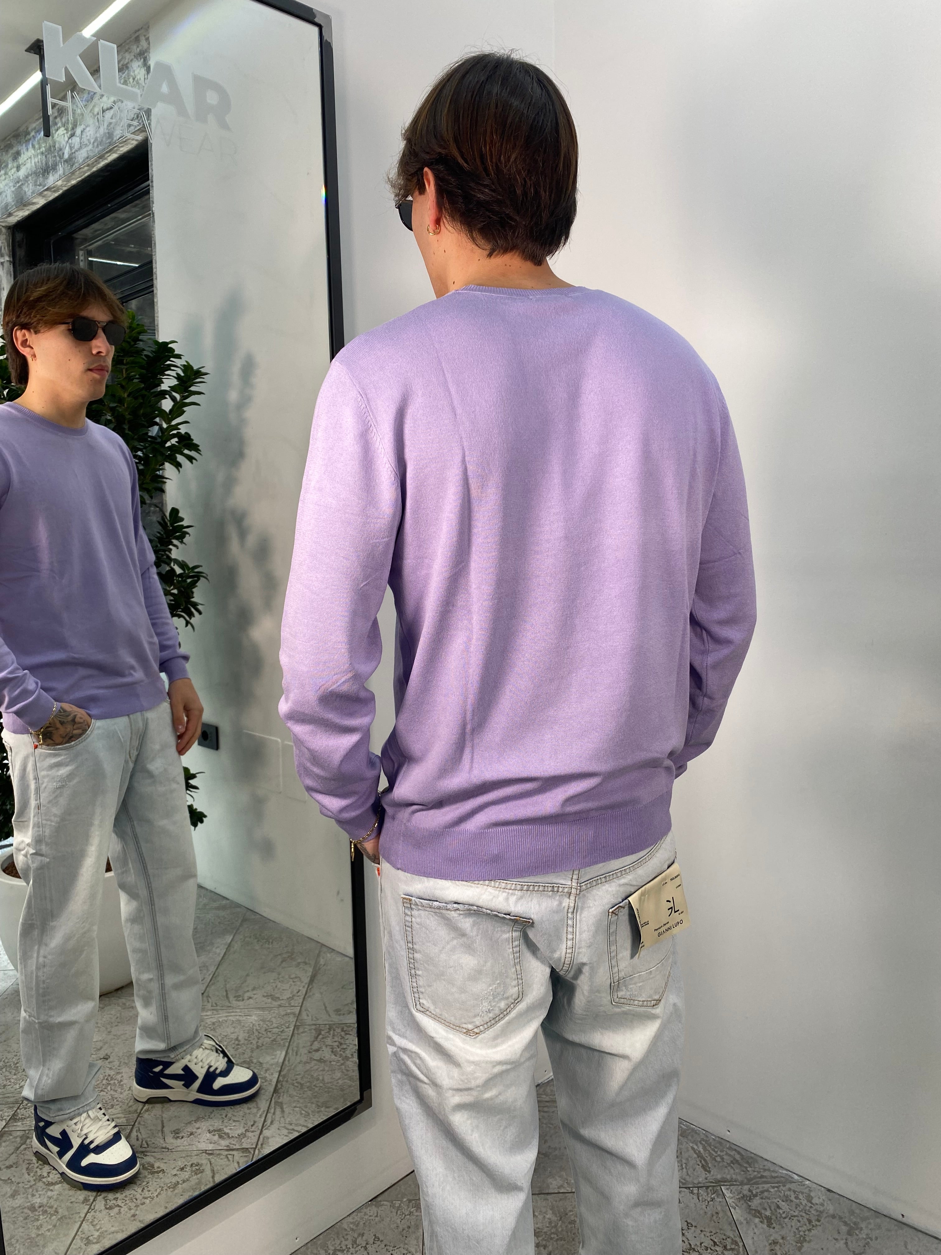 MAGLIA GIROCOLLO IN FILO BASIC CON POLSINI E VITA ELASTICIZZATA - REGULAR FIT
