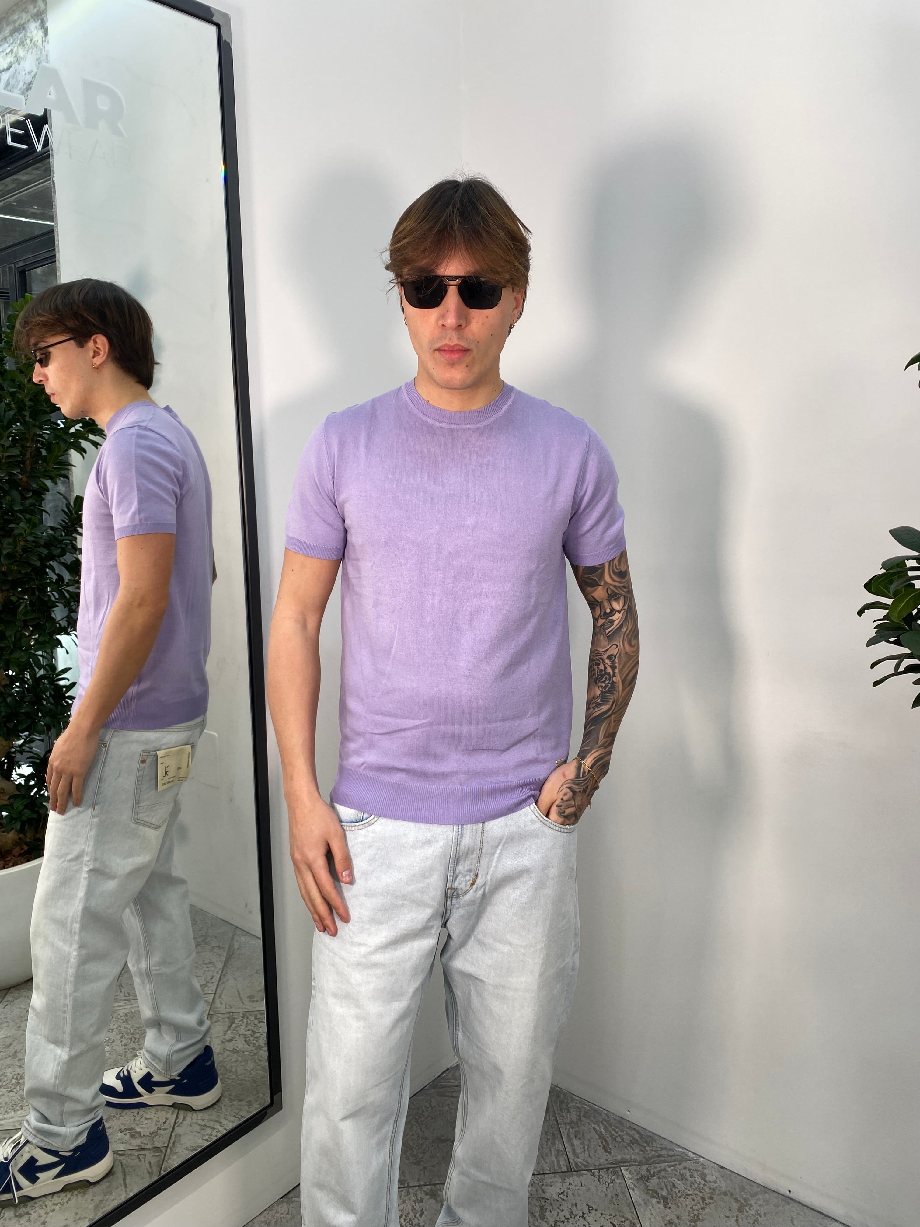 T-SHIRT IN FILO BASIC - MANICHE E VITA ELASTICIZZATE - REGULAR FIT