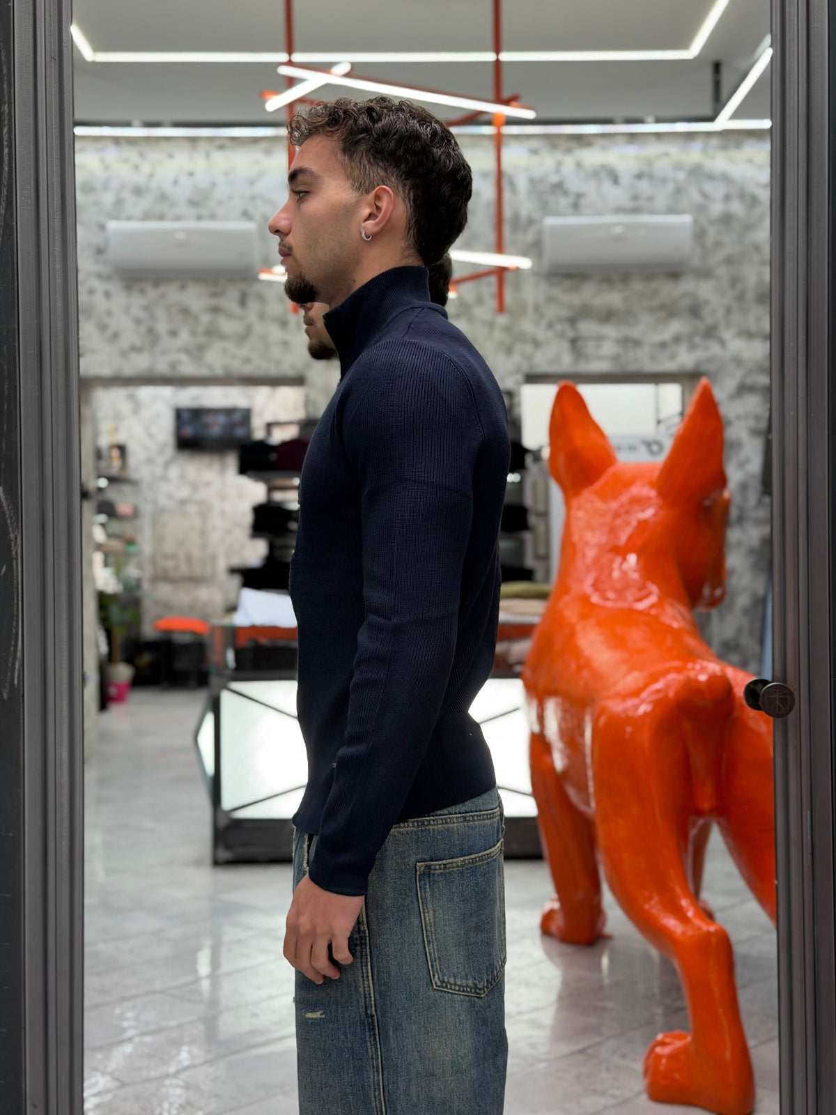 MAGLIA FULL ZIP A COSTA INGLESE IN MISTO VISCOSA - REGULAR FIT GL35152GZ-F26.BLU