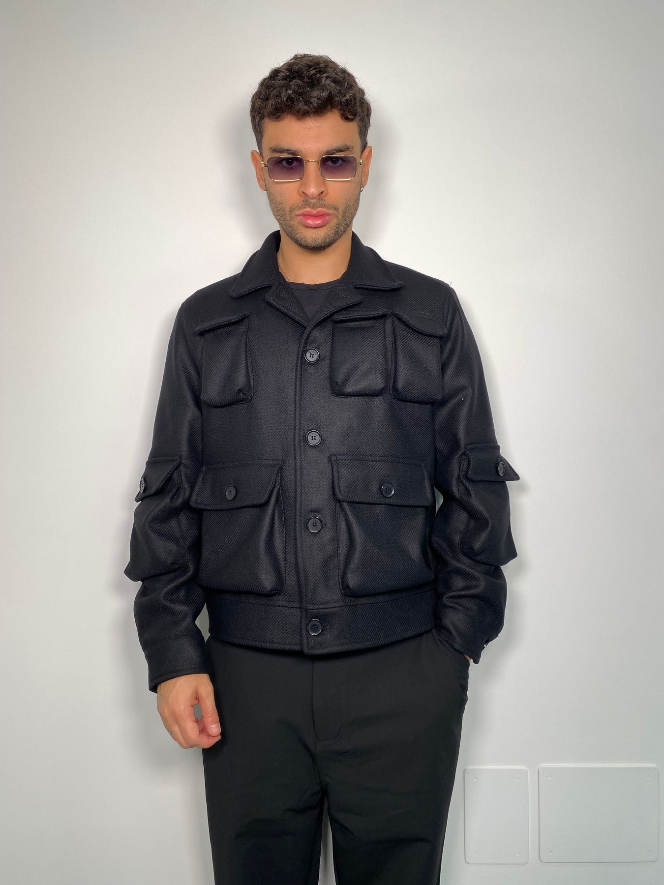 GIUBBINO CORTO CON TASCONI IN MISTO LANA - RELAXED FIT